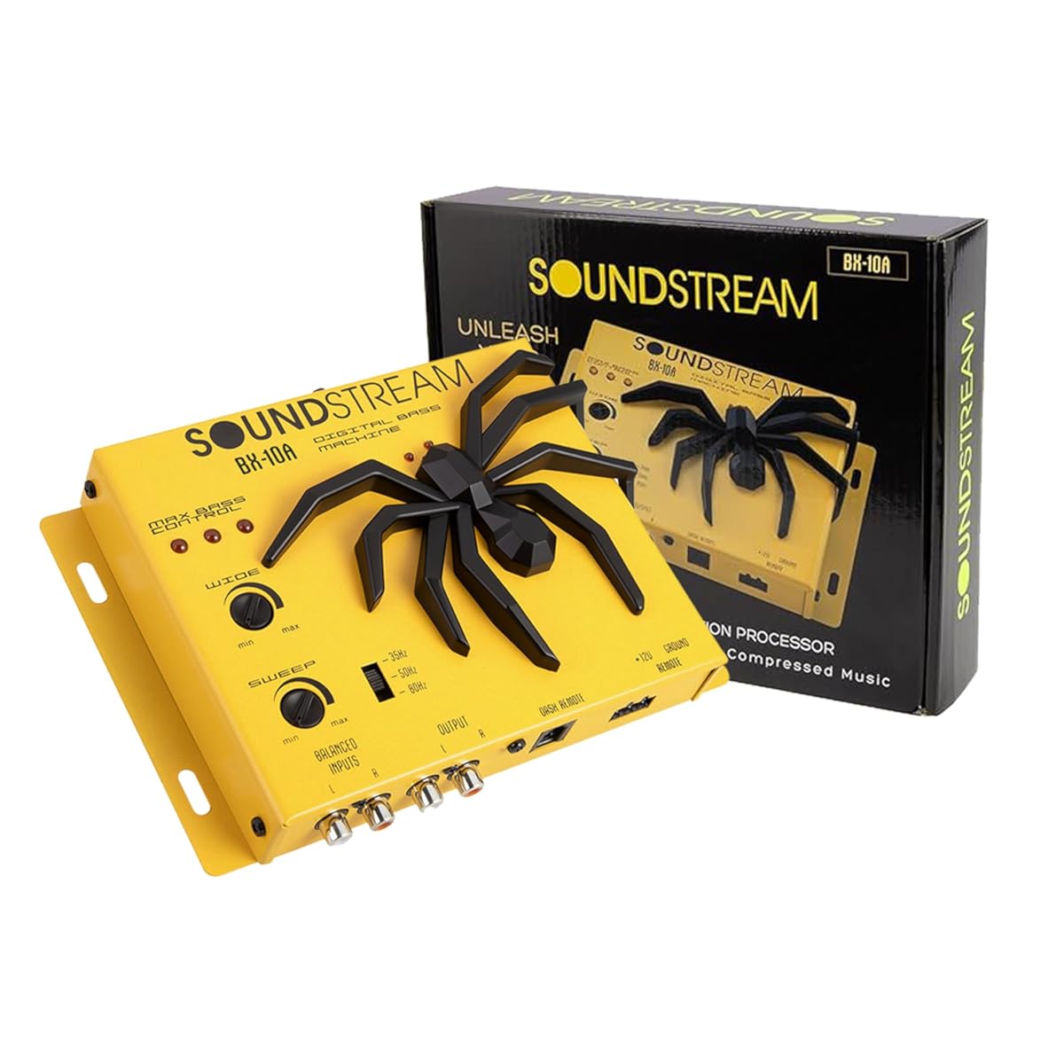 SoundStream BX-10A Bass Restoration Processor with Parametric Bass Equalizer, Digital Bass Processor for Car Audio, Balanced Inputs & Dash Mount Remote Control - Yellow