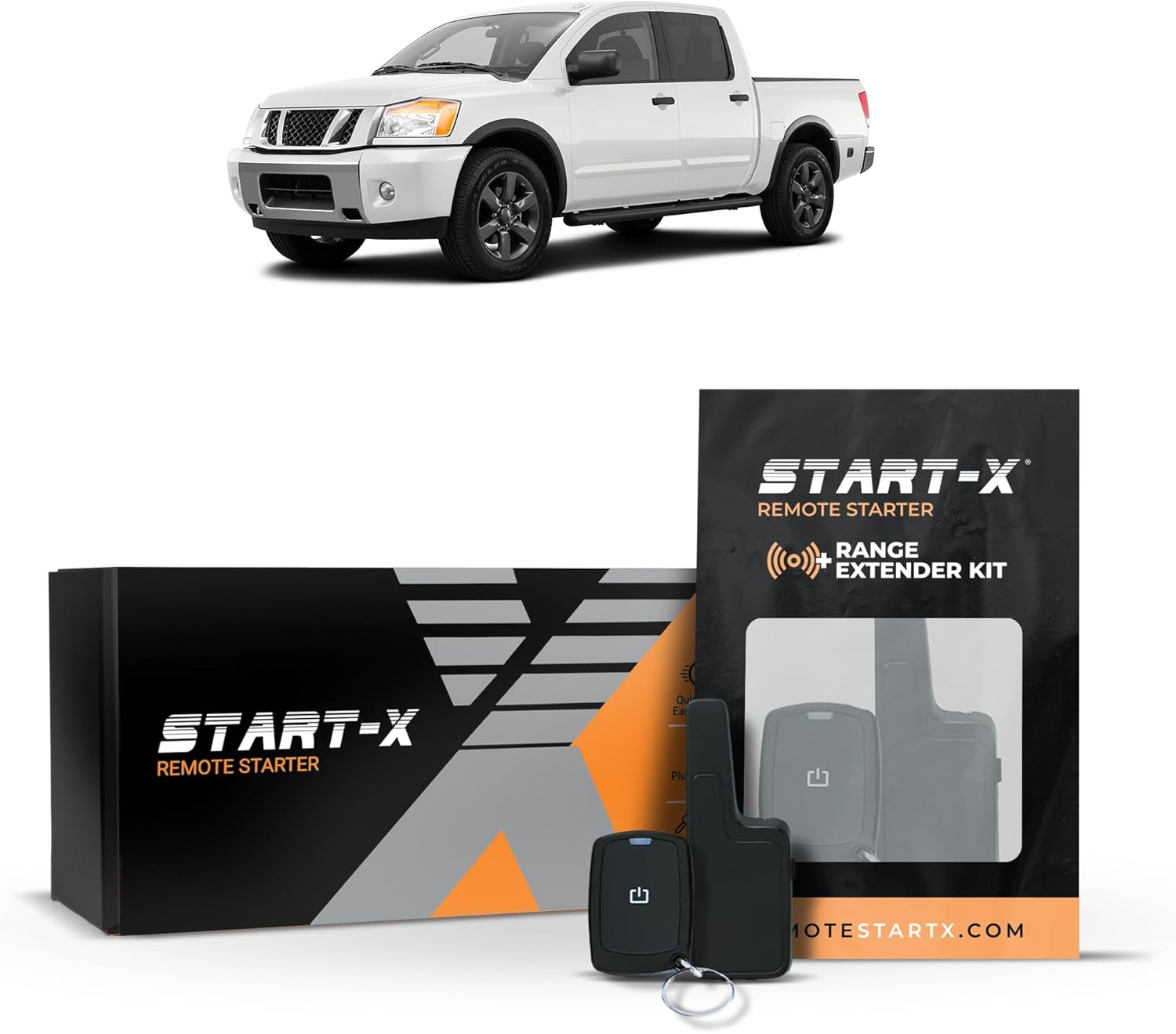 Start-X Remote Starter Kit + 2000ft 1 Way Range Extender for Nissan Titan (2008, 2009, 2010, 2011, 2012, 2013, 2014, 2015) Vehicles with Immobilizer and Key Ignition