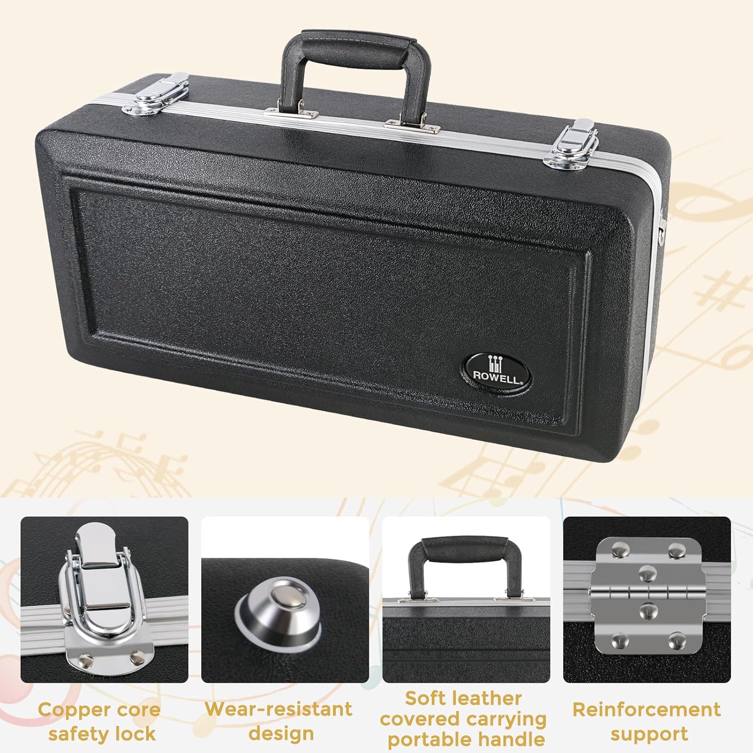 ROWELL Bb Trumpet Professional Trumpet for Student Brass Instruments Standard Trumpets Set with Professional Trumpets Box, Cleaning Kit,Original 7C trumpet Mouthpiece, Cloth and Gloves (Silver)