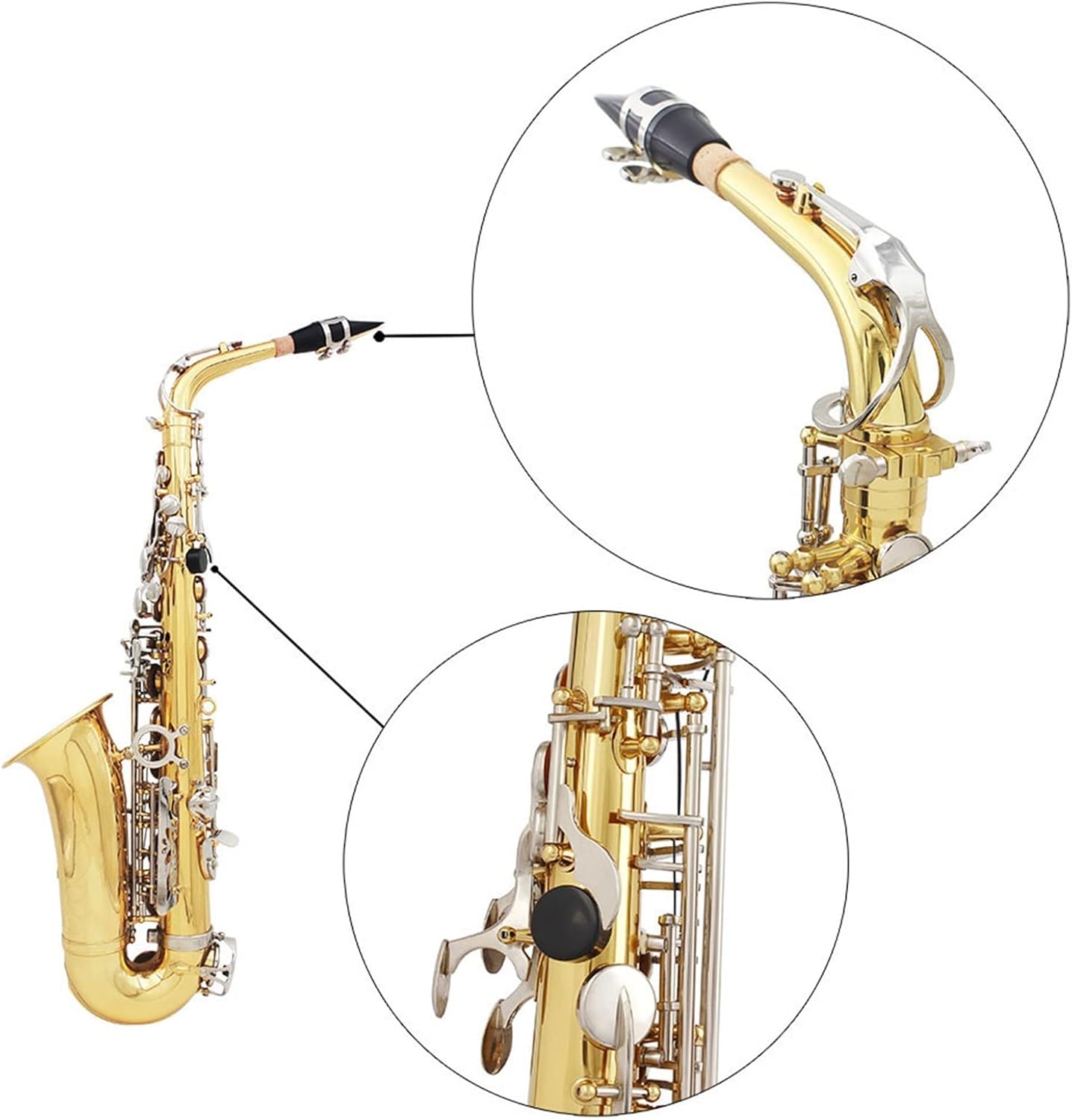 Saxophone Brass EB E-Flat White Shell Button Saxophone Wind Instrument with Case