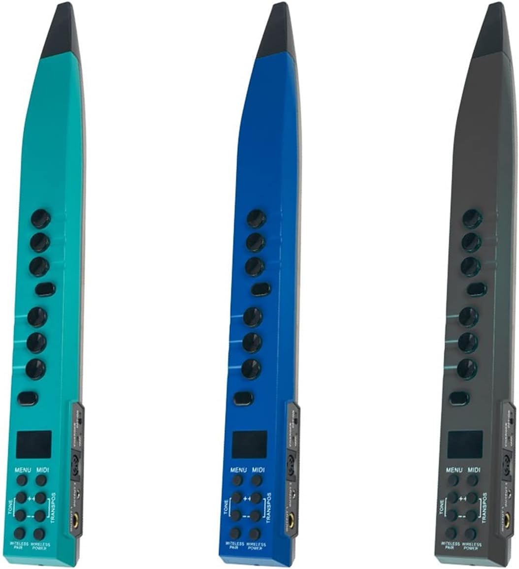 Saxophone Straight Electric Saxophone Windpipe Mini Digital Wind Instrument Type Sound Saxophone (Color : Blue)