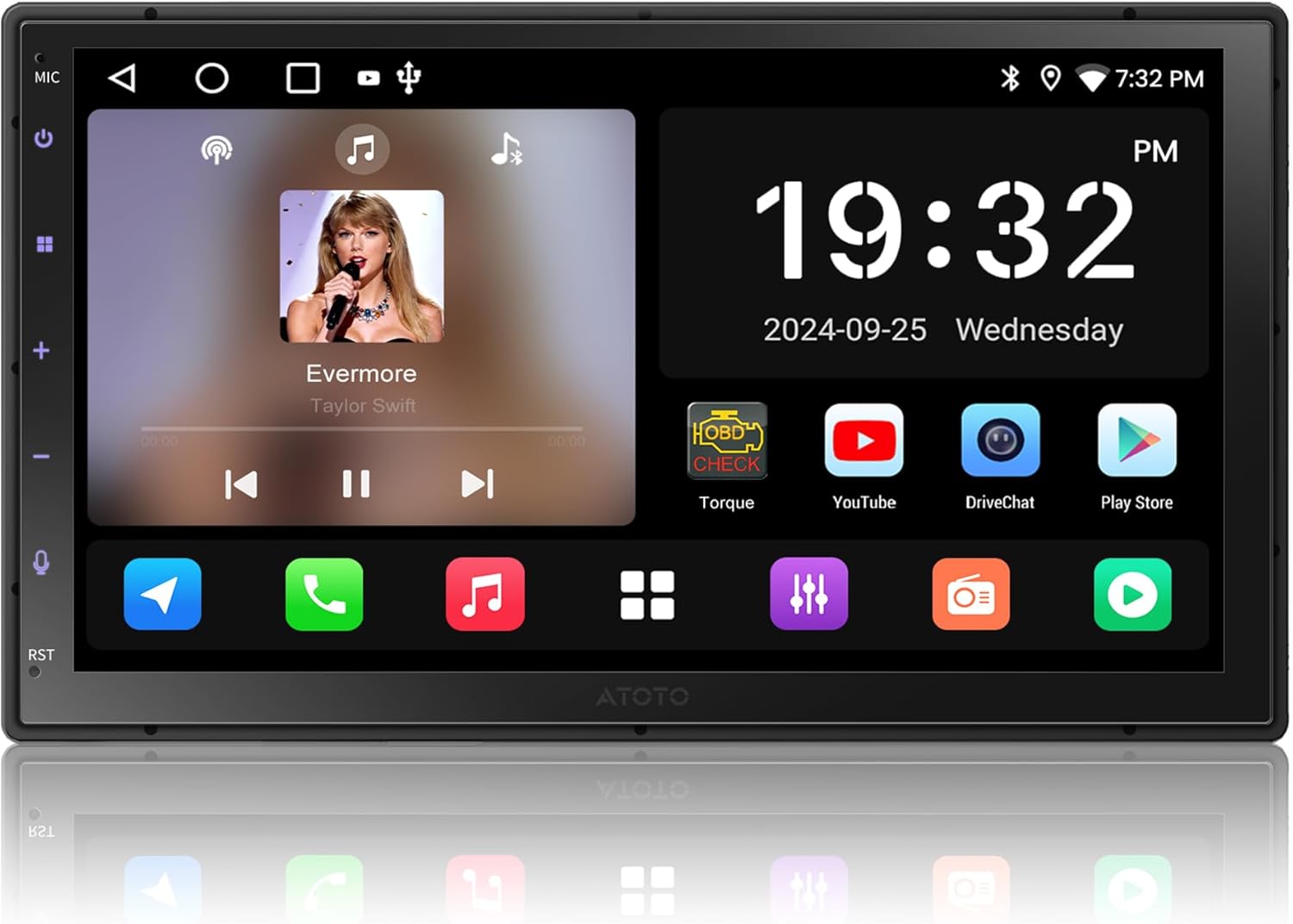 ATOTO A5L 7inch Android Double DIN Car Stereo, in Dash Car Radio with Wi-Fi/Bluetooth/USB, Wireless CarPlay & Wireless Android Auto, GPS Tracking, Mirror Link, HD LRV, A5LG2B7T