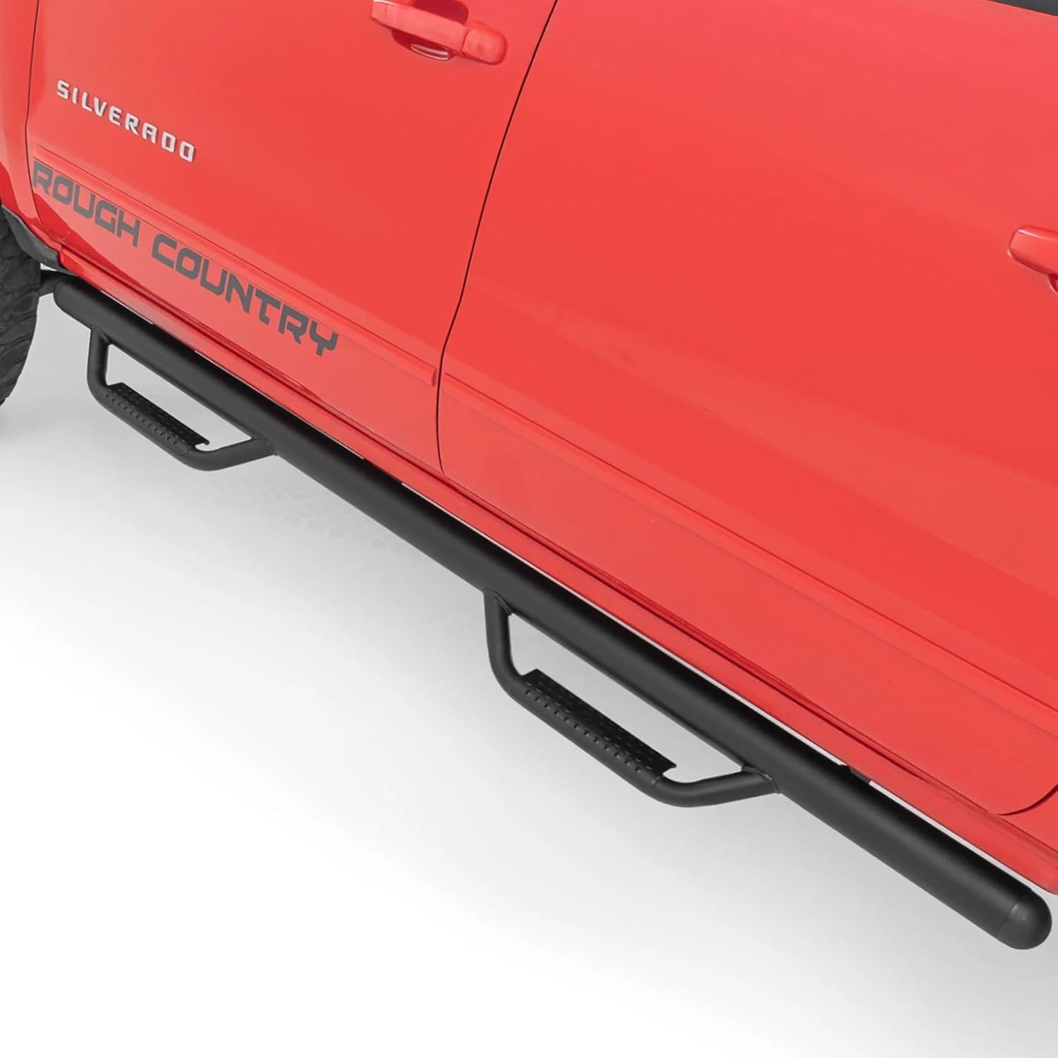 Rough Country Cab Length Nerf Step Bars for Chevy Silverado & GMC Sierra 1500 (2014-2018) CrewCab - Rugged Side Steps, Easy Bolt-On Install, Off-Road Ready
