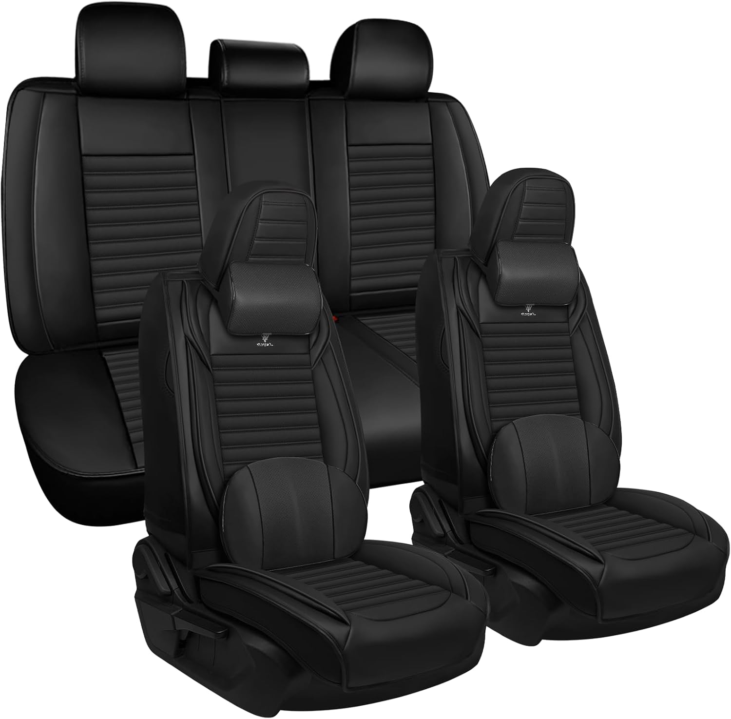 Seat Covers Full Set Custom Fit for Ford Edge 2008-2025, Deluxe Waterproof Car Seat Cover, Breathable and Comfortable Leather Cushion Cover, Auto Interior Accessories (Black)