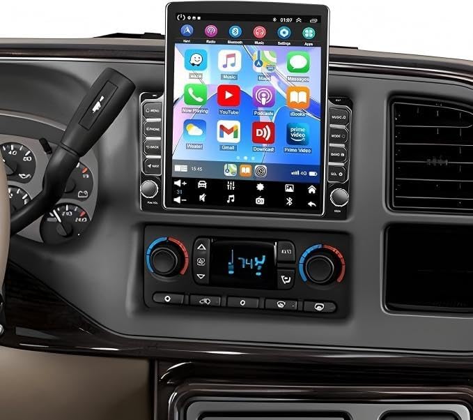 Android 13 Double Din Car Stereo 9.7inch 2+32GB IPS Vertical Screen Android Car Radio Audio Video Stereo Player with Carplay Android Auto WiFi/Bluetooth/GPS/HiFi/FM/Split Screen/Rear Camera