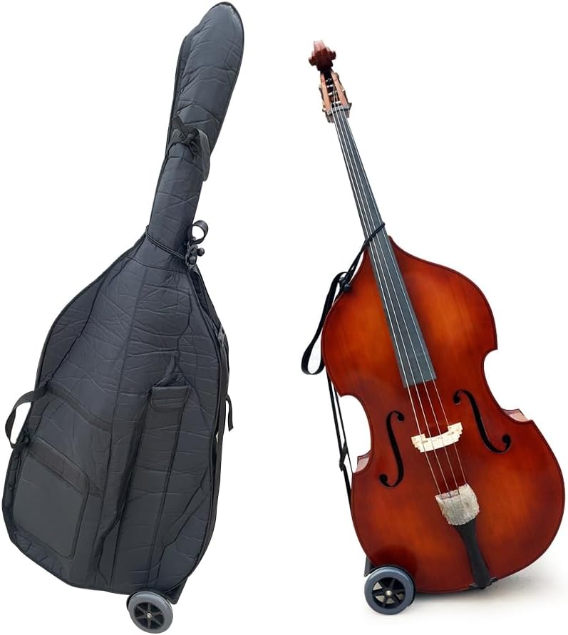 Portable Upright Double Bass Cart Bass Wheel Transport Carry String Bass Carts for Any Size Bass from 1/10 To 4/4,Works Indoors &Outdoors