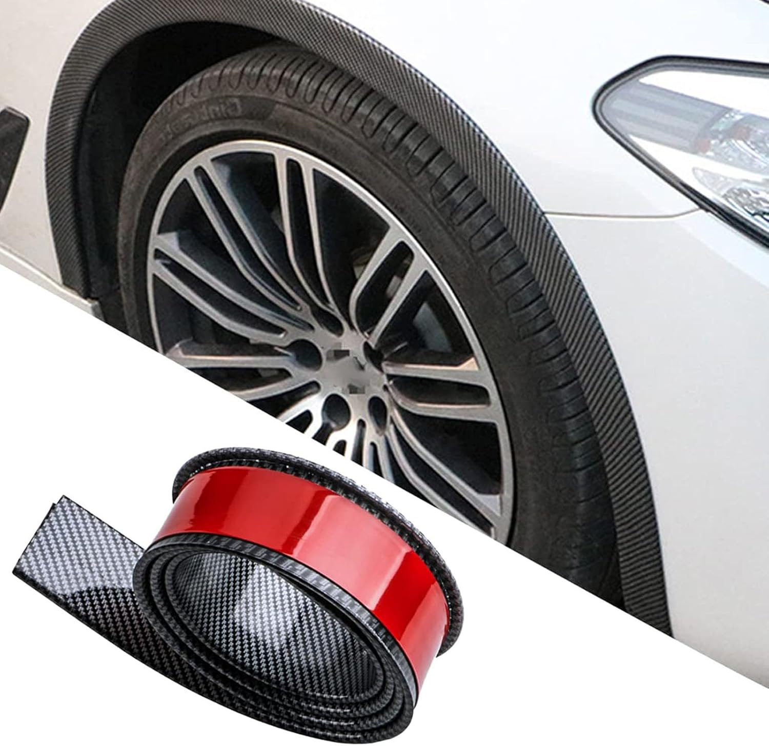 1pc 1.5m Car Wheel Flare Strip - Horn-Shaped Anti-Collision Protection for All Vehicles(Carbon Fiber Black,4.5cm)