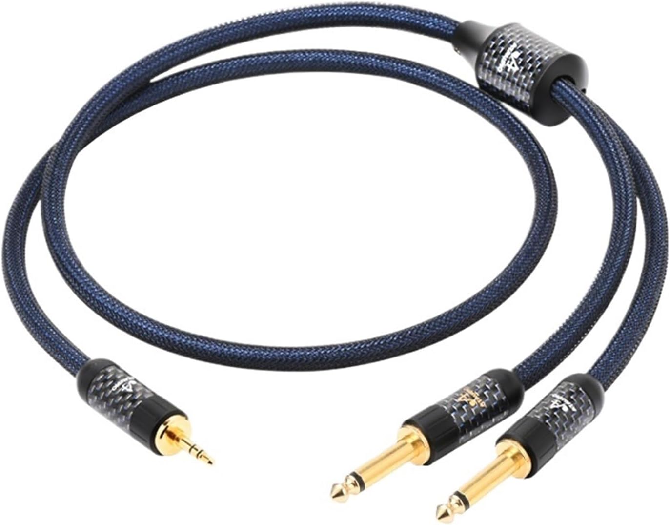 Pure Silver 3.5mm to Dual 6.5mm Audio Cable for Phone Mixer Hi-end Gold-Plated Stereo 3.5 Jack to Dual Mono 6.5 TS Cable(0.5m)