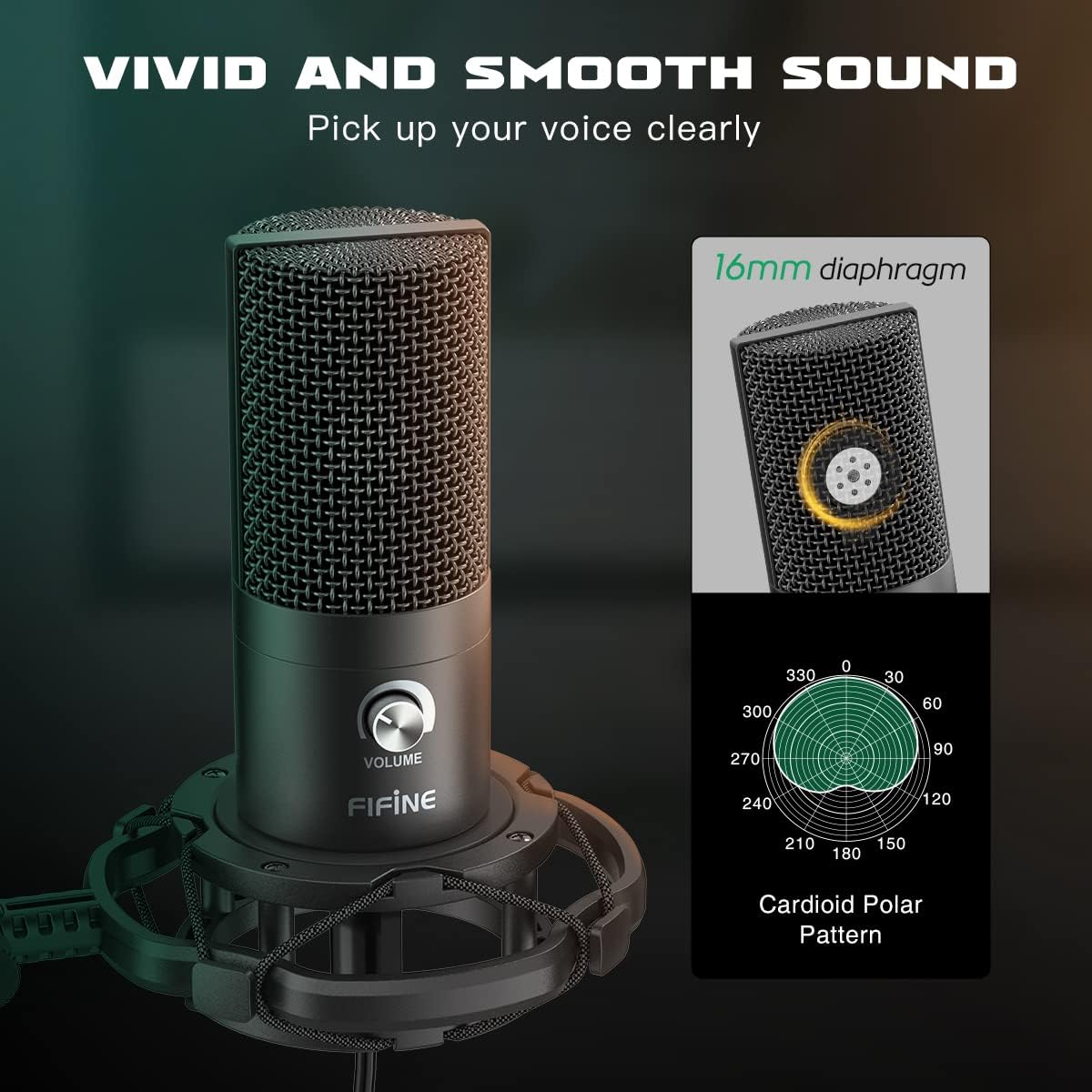 FIFINE Studio Condenser Microphone USB PC Recording Microphone for Voice-Over, Podcast, Vocal - 7.1 Surround Sound RGB Headset for Laptop (T669+H6)