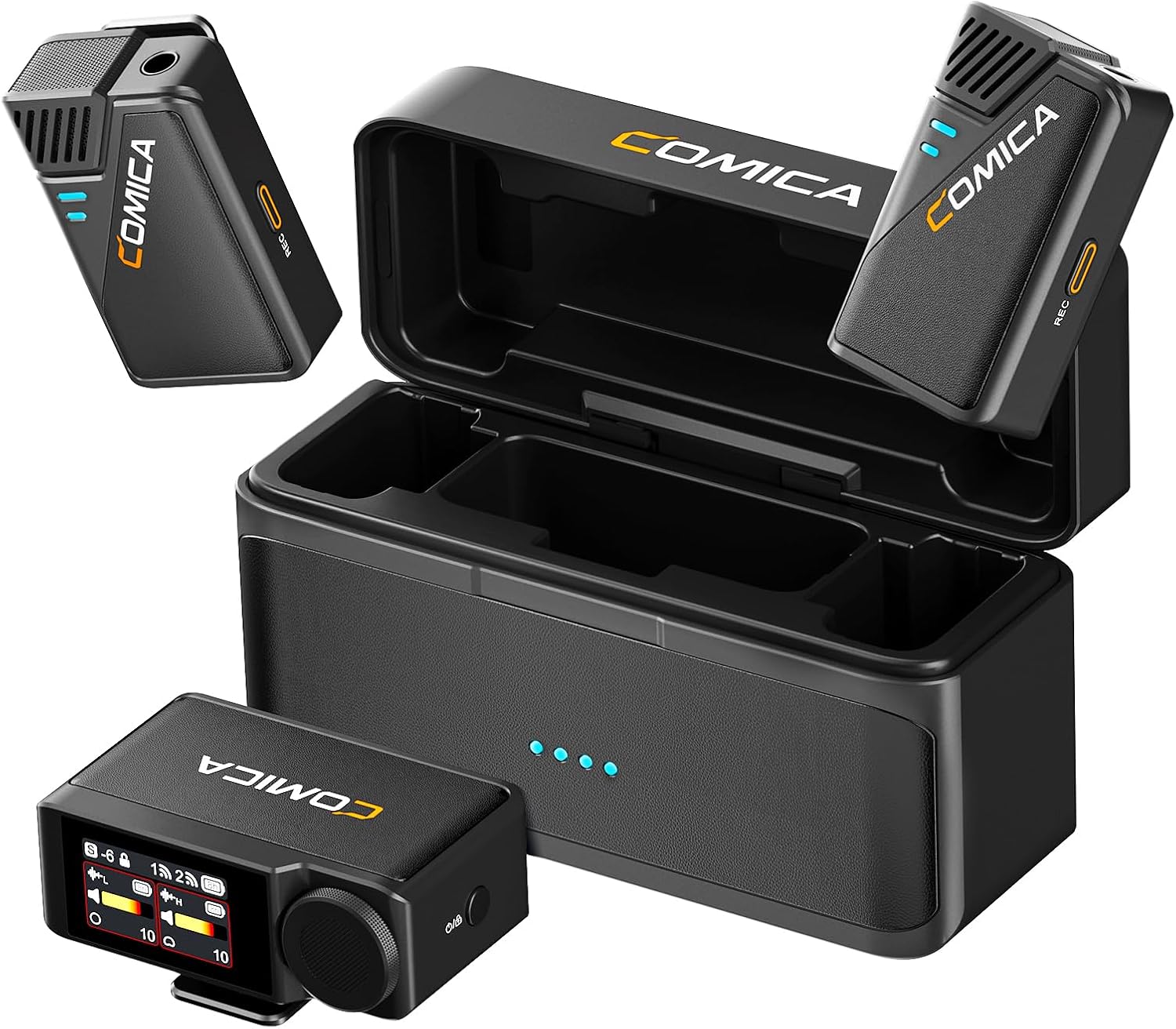 COMICA BooMax Wireless Lavalier Microphone, 32-Bit Float Dual Lapel Mic System with 32GB Internal Recording, Touchscreen, Noise Reduction, for iPhone, Android, DSLR Camera, YouTube & Vlogging