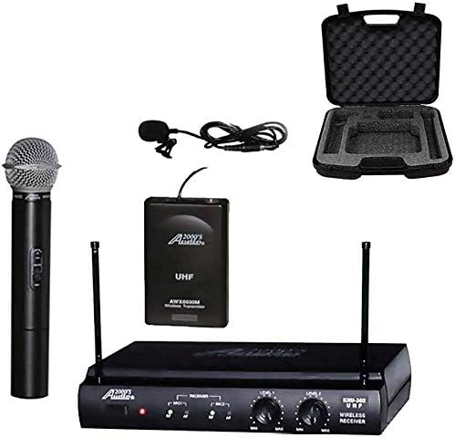 Audio2000'S AWM6032L UHF Dual-Channel Wireless Microphone System with One Handheld Wireless Microphone, One Body-Pack Wireless Transmitter, and One Lavalier Microphone