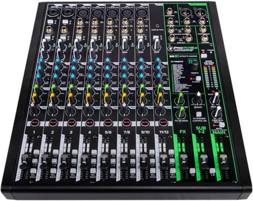 Mackie ProFX12v3 12-Channel Sound Reinforcement Mixer with Built-In FX, Gator Cases G-MIXERBAG-1515 Mixer Bag & Stereo Cable 10ft Bundle