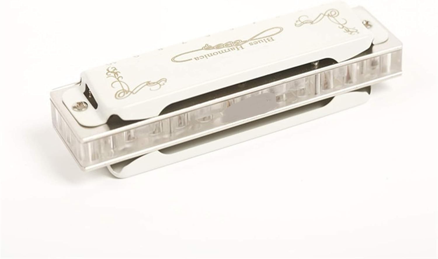 Harmonica 10 Holes Professional Blues Harp Diatonic Transparent Harmonica (Color : White Bb)