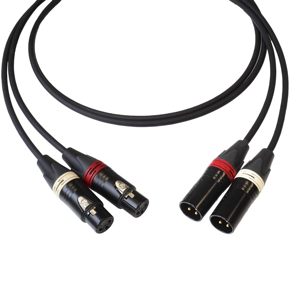 BJC XLR Cables, Canare DA202 with Neutrik BXX-Series XLRs, Suitable for Analog or AES/EBU Digital (Stereo Pair, Black, 6 Foot)