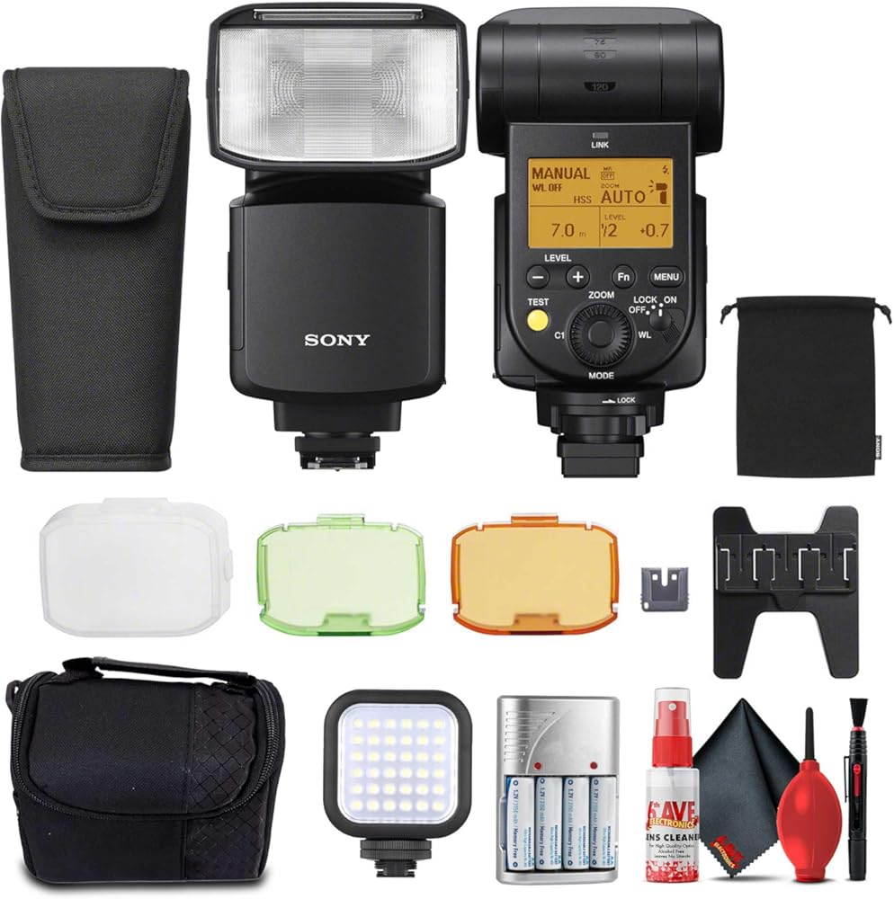 Sony HVL-F60RM2 Wireless Radio Flash (HVL-F60RM2) + AA Rechargeable Batteries + Cleaning Kit + Flash Bracket (Renewed)