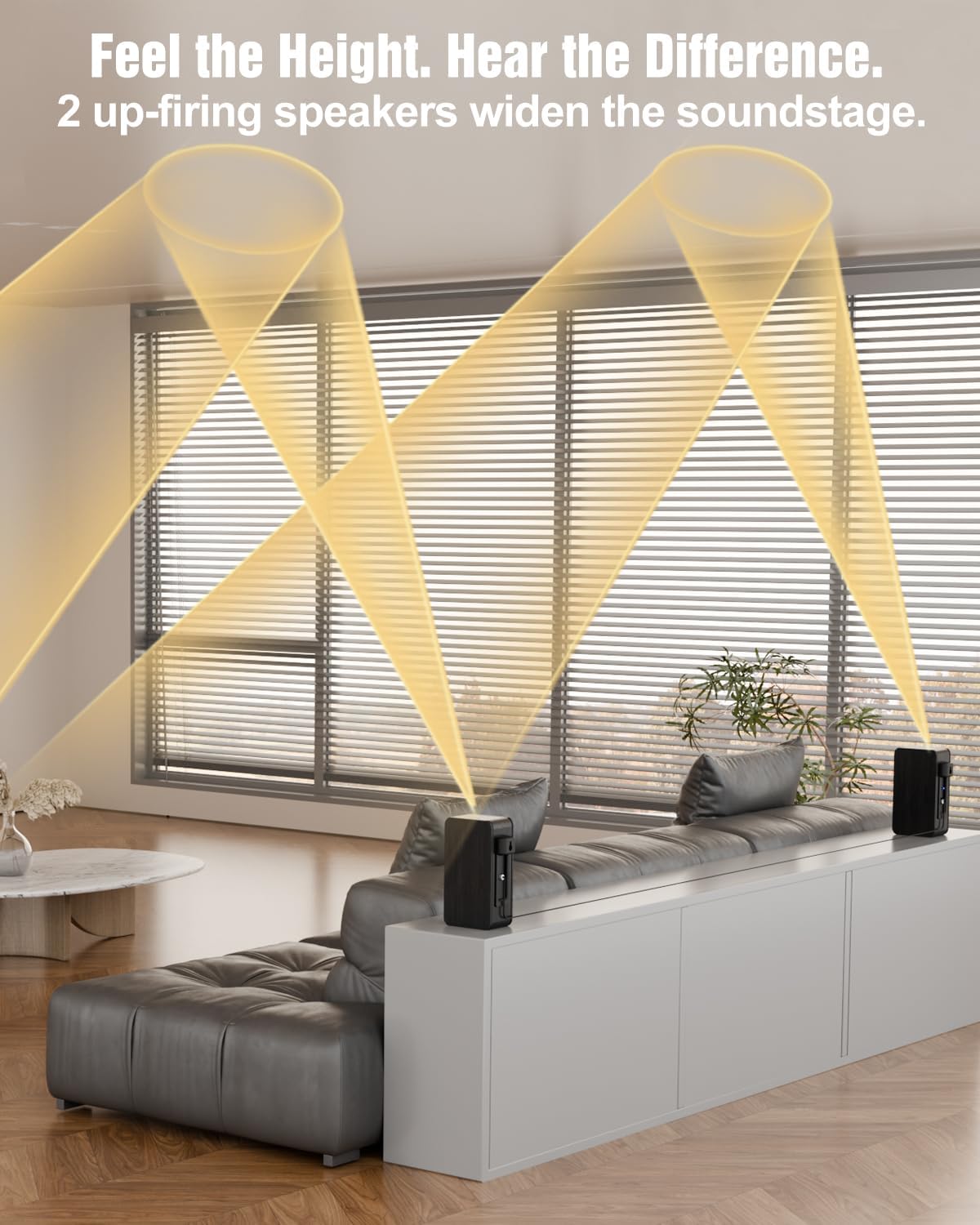 Wooden 5.1.2 Virtual Surround Sound System, 4 Surround Speakers Wired, 400W Peak Power, Sound Bars for Smart TV w/Subwoofer, 5.25'' Deep Bass, Home Theater TV System, ARC/OPT/BT/AUX, HiPulse N512