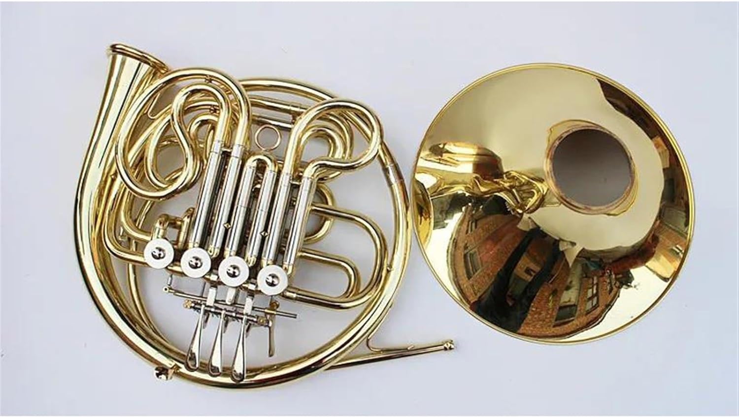 Brass French Horn French Horn B/f 4 Key Gold Double Row Brass Body Musical Instrument With Mouthpiece Brass Material