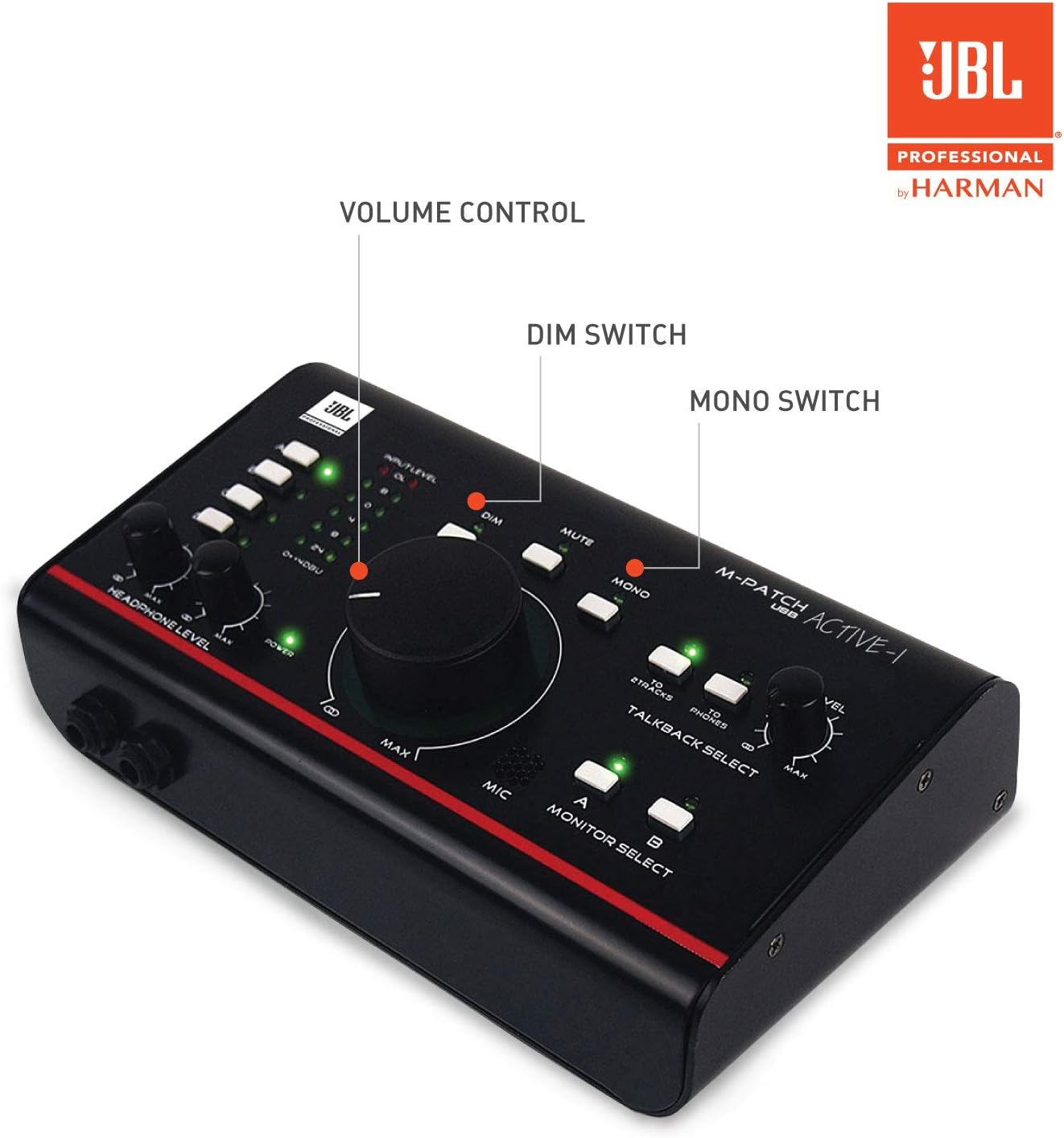 JBL Professional Active-1 Precision Monitor Control, Studio Talkback with USB Audio I/O