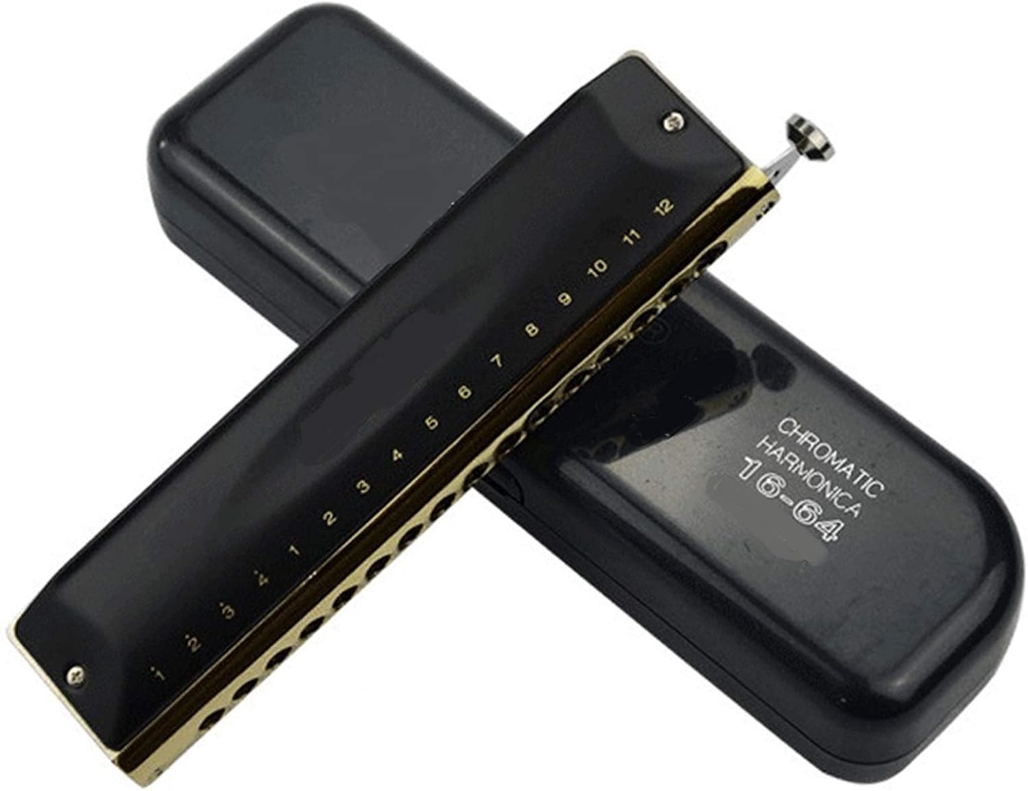 SUOFEILAIMU Professional 16 Holes 64 Tone Chromatic Harmonica Mouth Organ Blues Harp Music Instrumentos Key C Musical Instruments (Color : Silver ABS Comb)