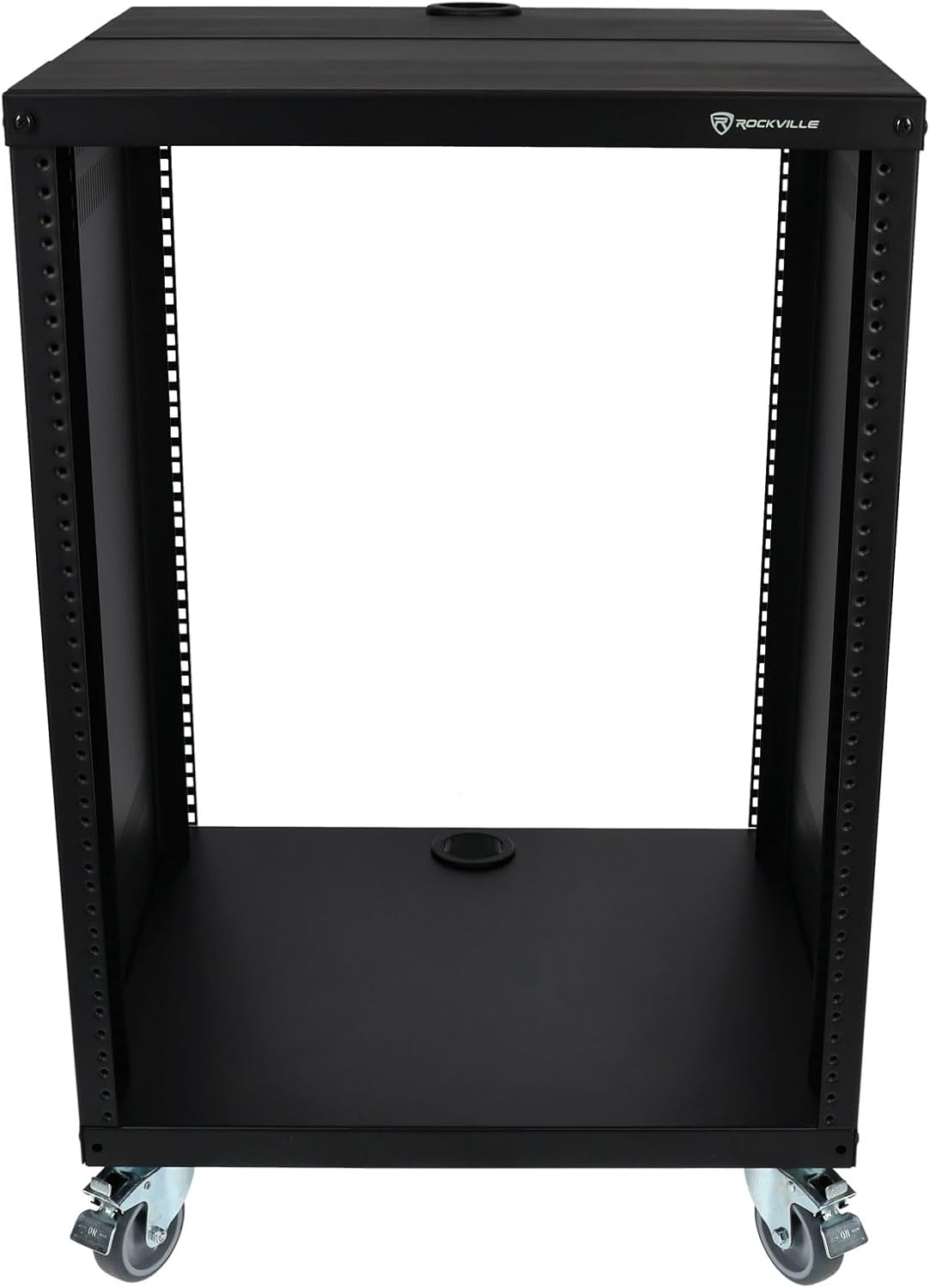 Rockville RR14U 14U Live Sound/Recording Studio Rack Case with Wheels, Reversible Rack Rails, Front & Rear Mounting, Cable Management Ports, 440lb Capacity