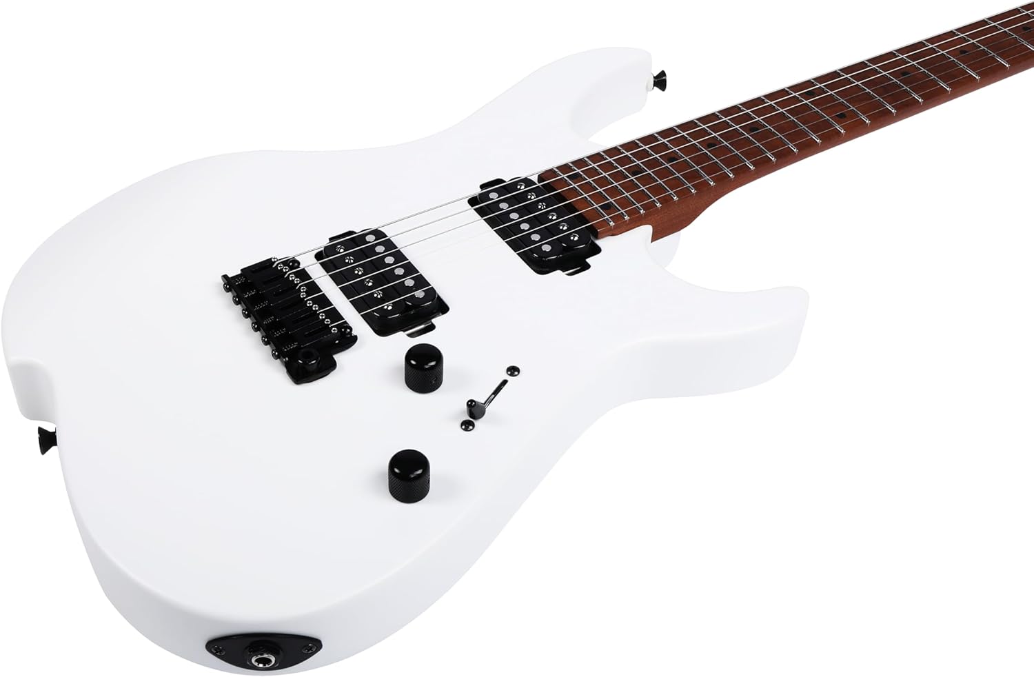 Vola Electric Guitar OZ 24 RV SRM White Matte Handmade in Japan MIJ Roasted Maple Neck Stainless Steel Frets Gotoh Bridge Gotoh Locking Tuner 6 Strings Modern C Neck For All Levels