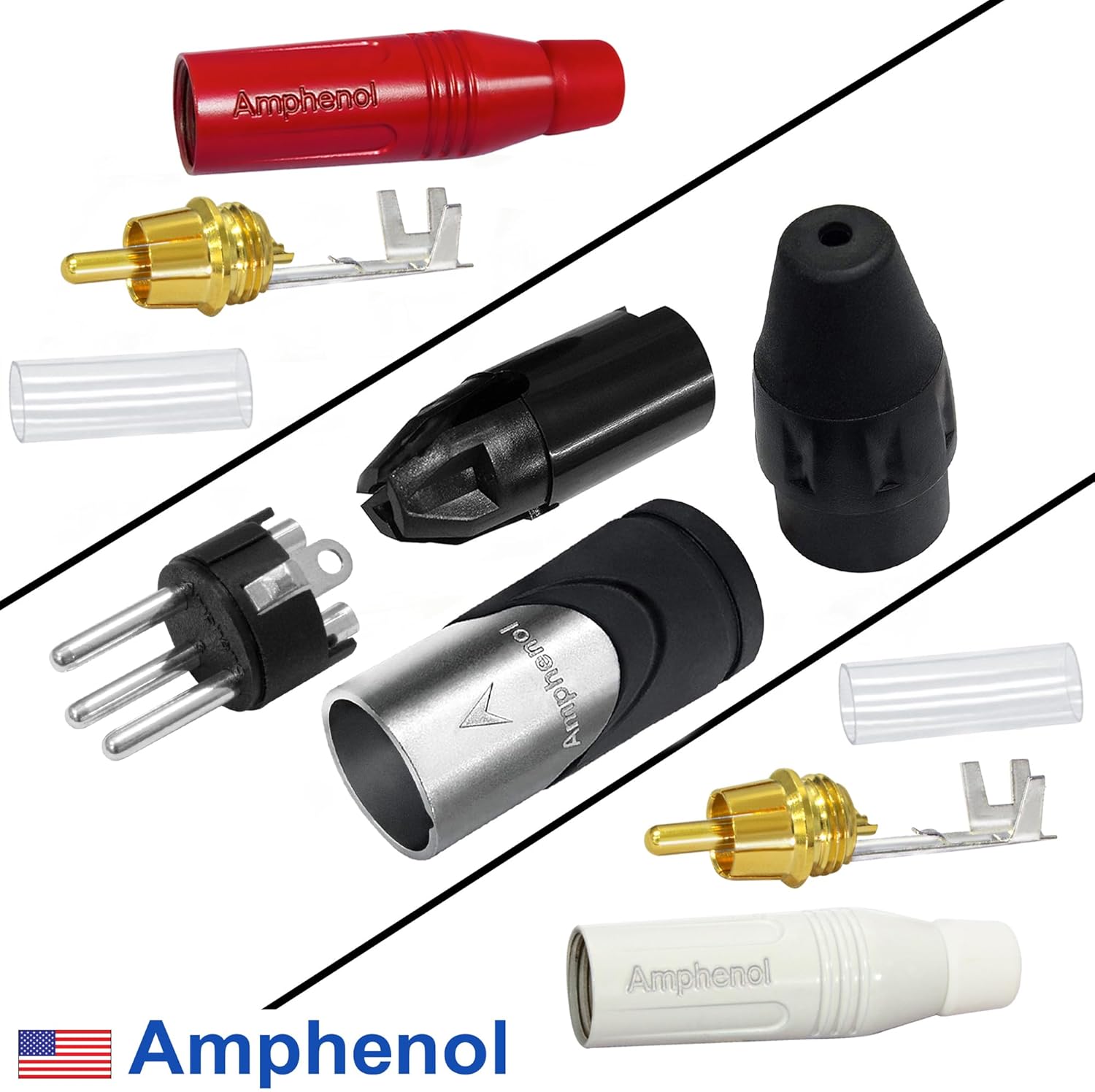 10 Foot RCA to XLR (Male) Cable Pair - WBC-PRO-LOCAP Low-Capacitance (14pF/ft) 22 AWG Ultra-Silent Audiophile & Pro-Grade Audio Interconnect Cable - Amphenol Plugs & Red & Silver Tweed Jackets