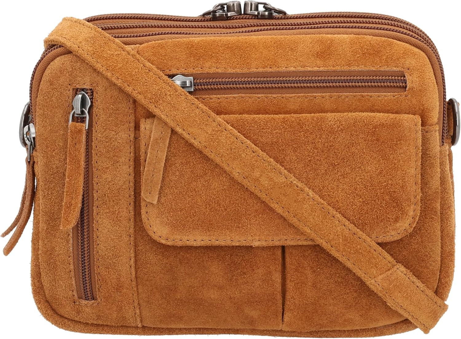 Lady Conceal Suede Leather Hadley Compact Handbag for Women with Universal Holster and Locking Zippers