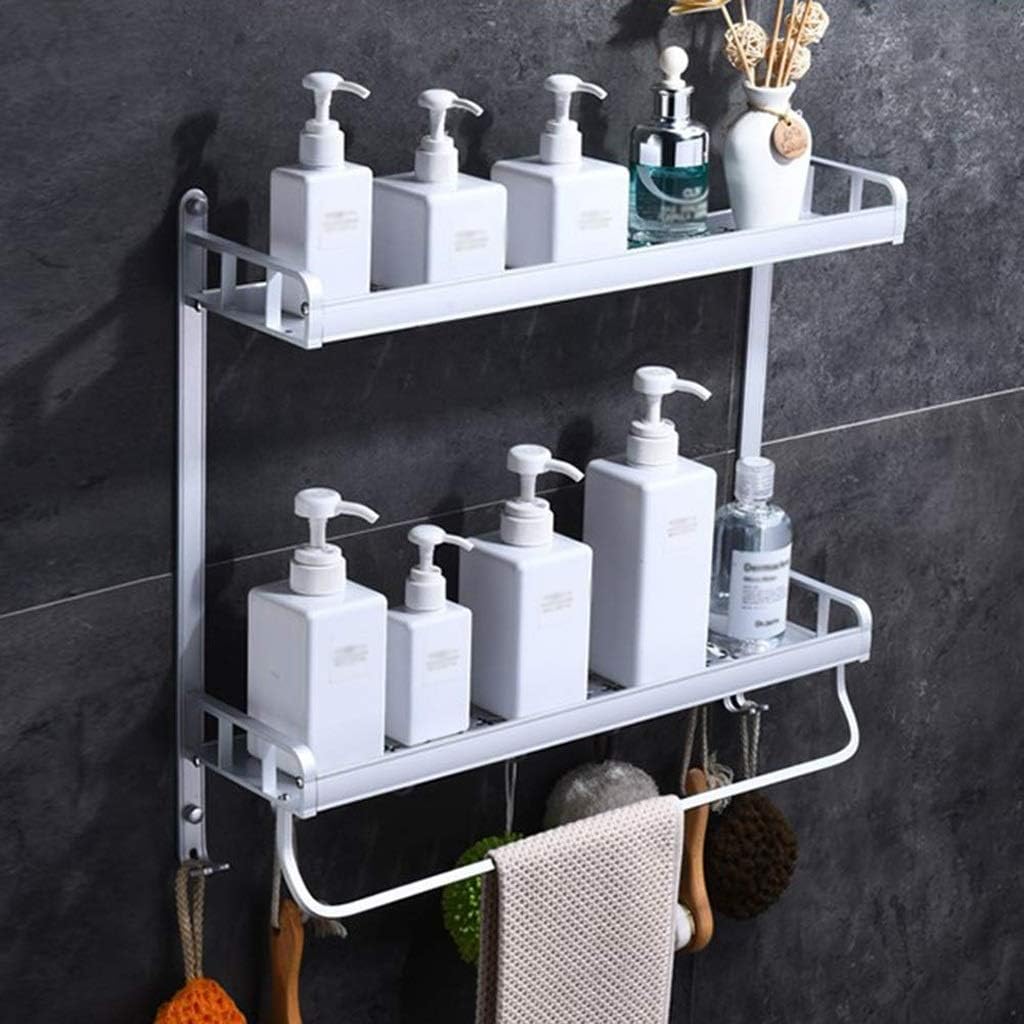 Shower Shelf,Bathroom Corner Shelf，Shower Rack Basketerddcbb Bathroom Storage,2 Tier Wall Mount Bathroom Shelf Organizer with Hooks Shower Shelf Basket Caddy Storage for Bathroom Bedroom Kitchen (Size