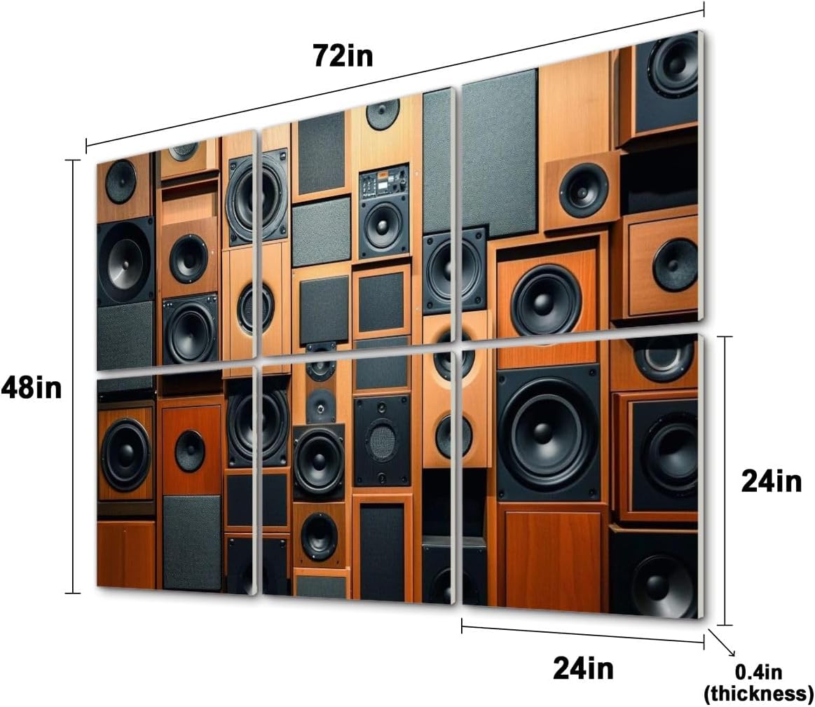 6 Pack Art Acoustic Panels Full frame retro sound speakers Sound Absorbing Panel 48