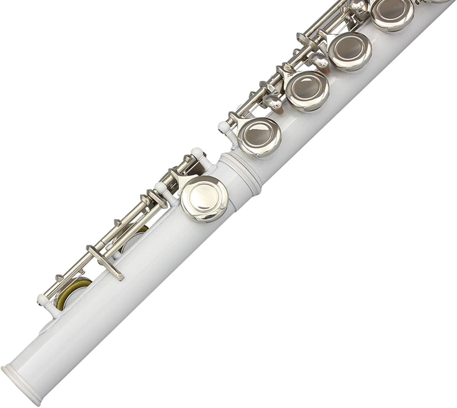 Flute White 16 Holes C Tone Flute with E Key Woodwind Instrument Closed Key Cupronickel Tube Flute with Box Flutes Musical Instruments