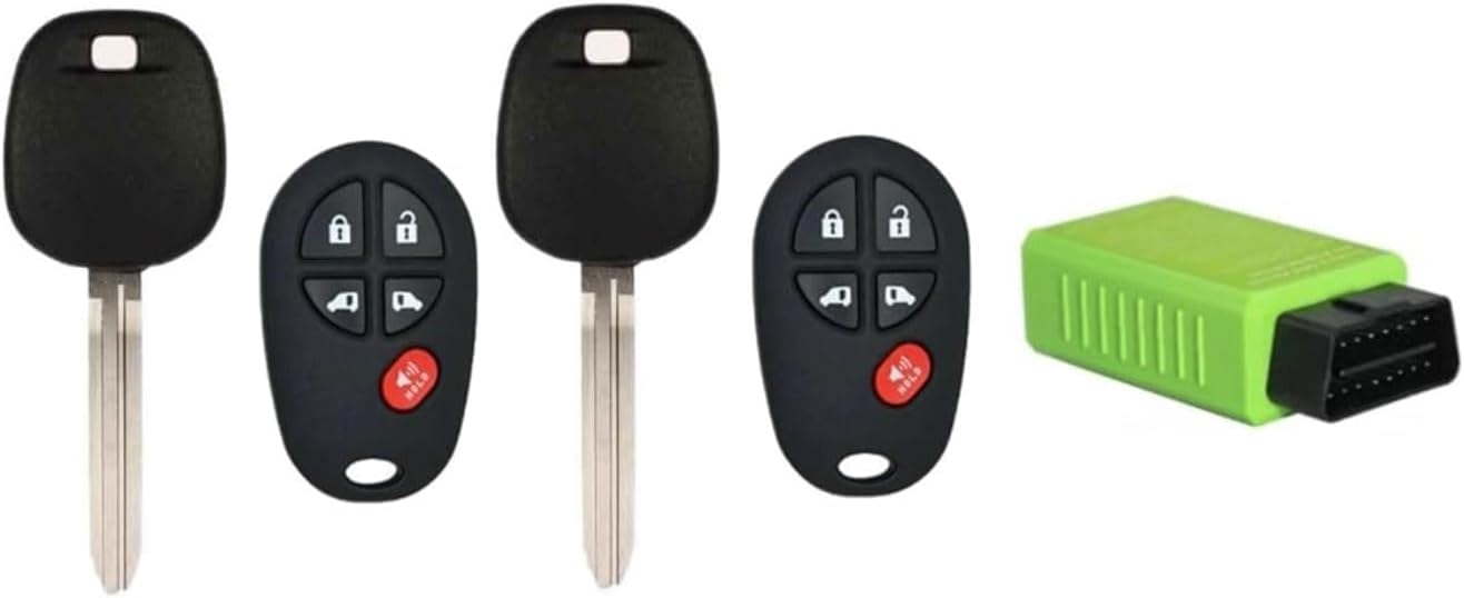 Set of Two 5 Button Remote Keyless Entry FCC ID: GQ43VT20T IC: 1470A-1T + Transponder Key G Chip for Toyota Highlander 2010 - 2013 + Programmer / PN :89742-AA040 / 89742-07020
