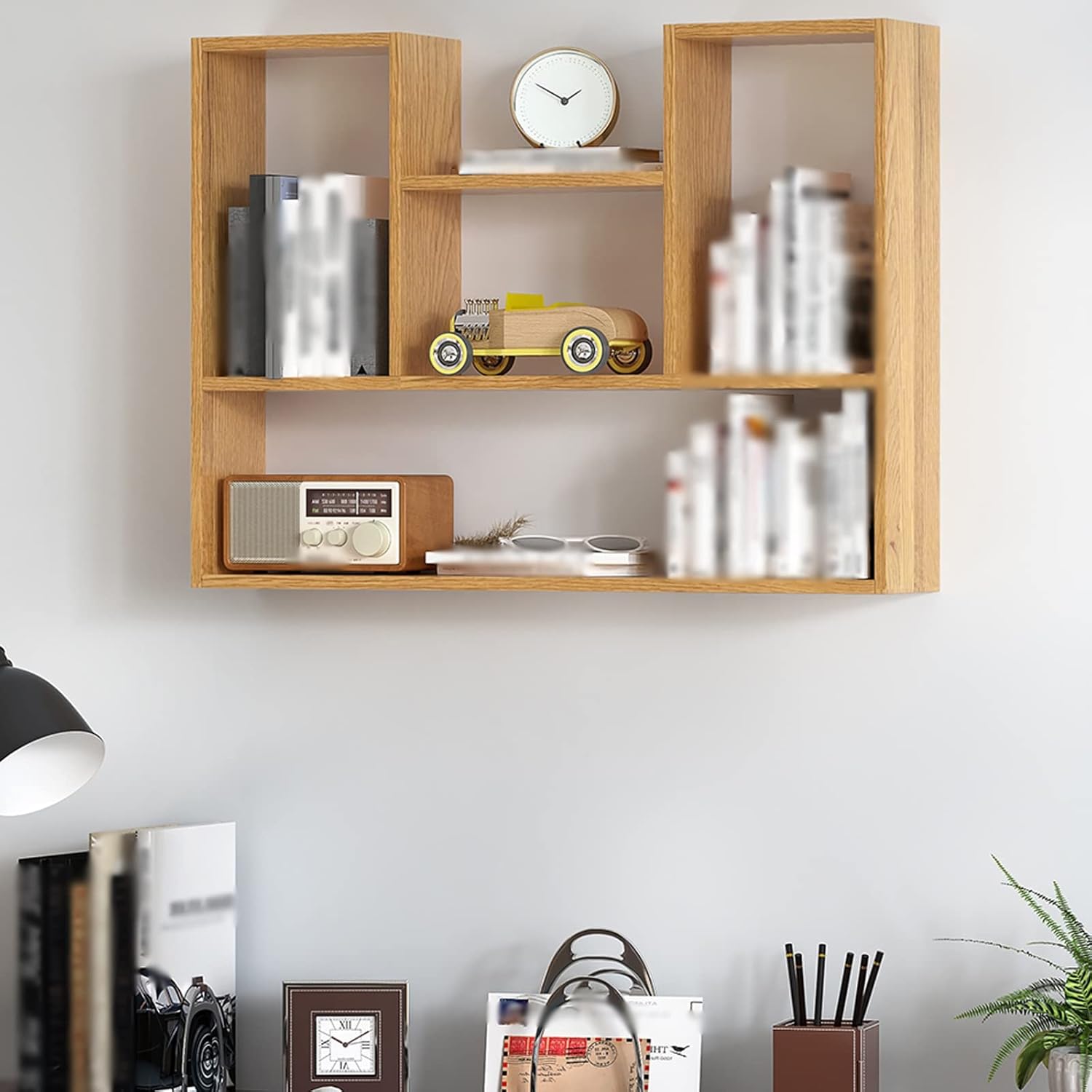 Bookshelf Wooden Wall Hanging Bookshelf Partition Wall Storage Cabinet Open Wall Mount Bookcase for Living Room, Office, and Bedroom Bookcase (Color : A, Size : 100cm)