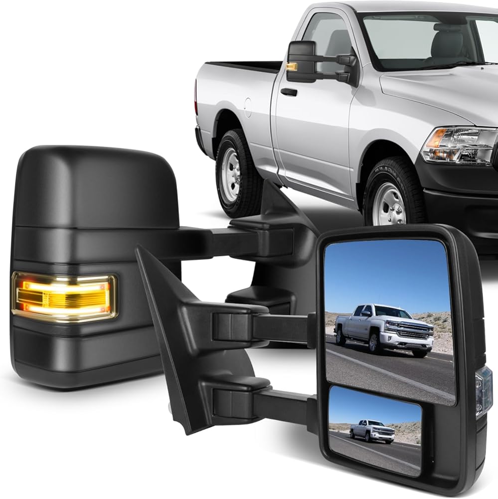 ECCPP Tow Mirrors Towing Mirrors Compatible with 2004-2014 for Ford for F-150 Pickup Truck with Left Right Side Power Control Heat Turn Signal Puddle Light with Black Housing