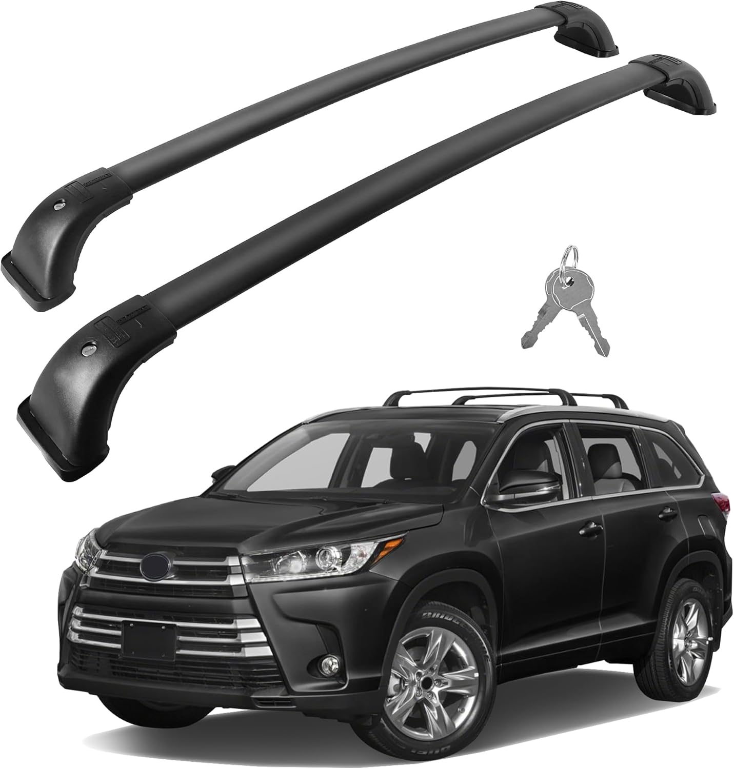 220Lbs Roof Rack Crossbars for 2014-2019 Highlander XLE Limited & SE LE & LE Plus with Anti-Theft Lock, Heavy Duty Aluminum Anti-Corrosion Cross Bar Fit Luggage Luggage Kayaks Bicycles Snowboard