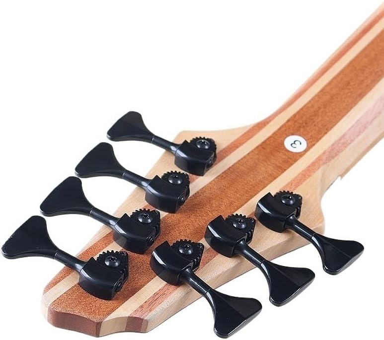 Neck-Through Active 7-String Electric Bass Guitar, 43-Inch Black Matte Finish, Tree Burl Top,Solid Okoume Body,24 Frets