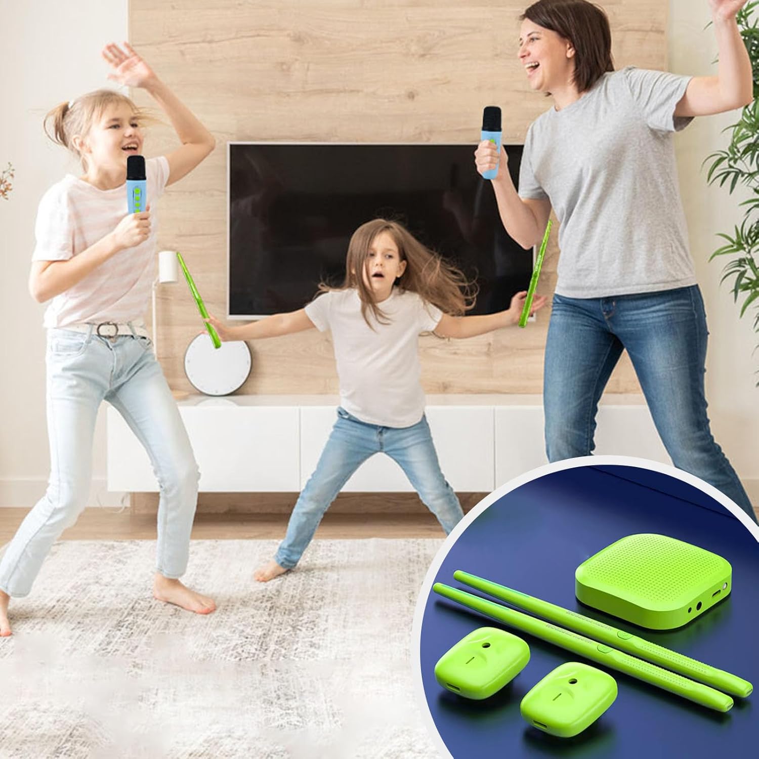 Virtual Electronic Drum Set, Electric Drumsticks Air Drum Set, Air Drum with Drumsticks, Pedals, Bluetooth and 8 Sounds, Electric Tabletop Drum Set Machine for Beginners Adults (Black)