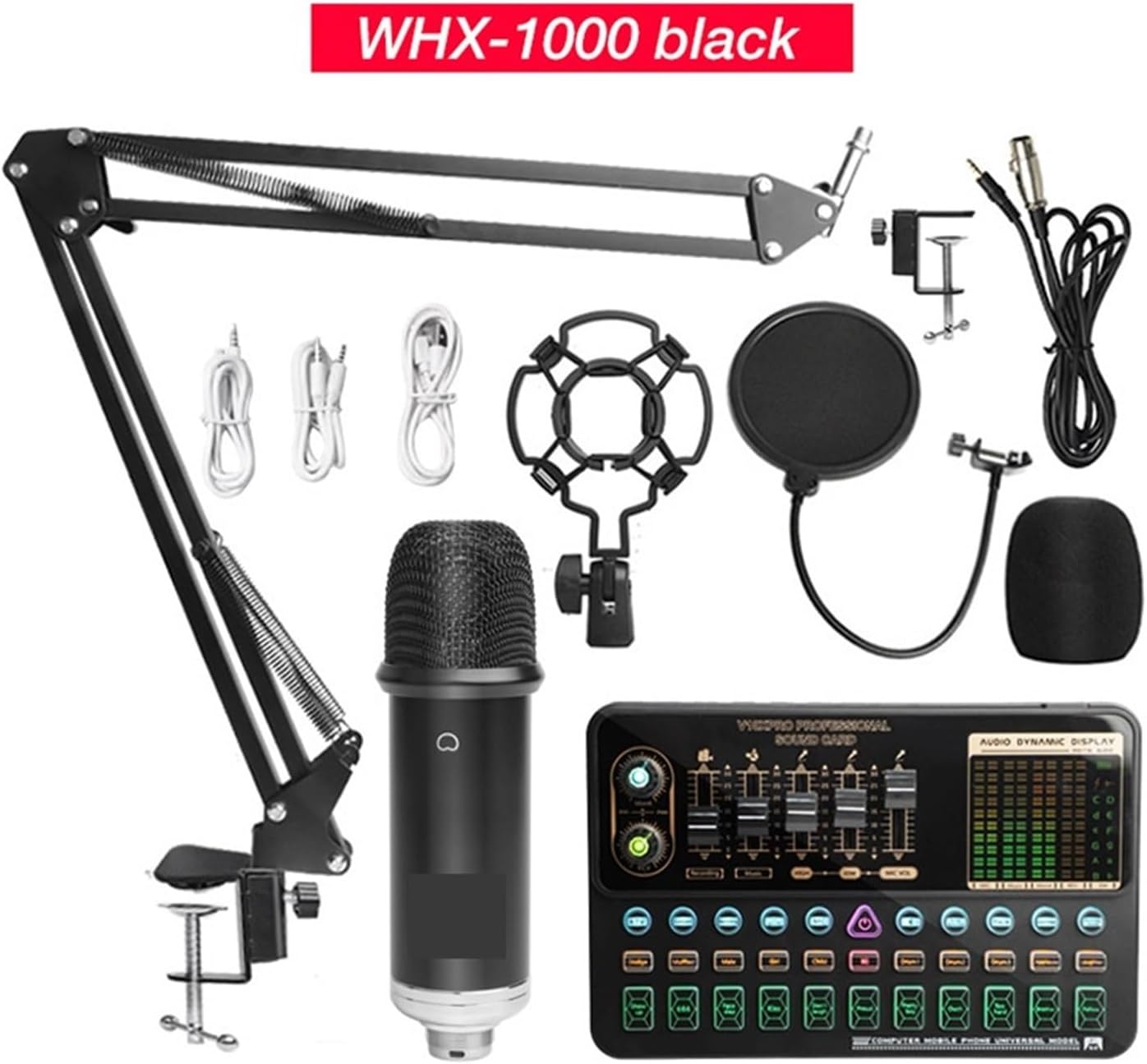 Sound Card Kit BM800 V10XPro Mixer Sound Card Studio Audio Mixer Singing Noise Reduction Microphone Voice Live Broadcast Phone Computer Record Studio Setup For Recording Music