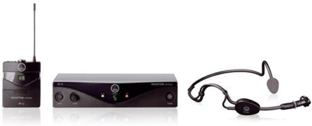 AKG Pro Audio Perception Wireless Microphone System with SR45 Stationary Receiver, PT45 Pocket Transmitter, and C544L Headworn Microphone- Sports Set (3248X00010)