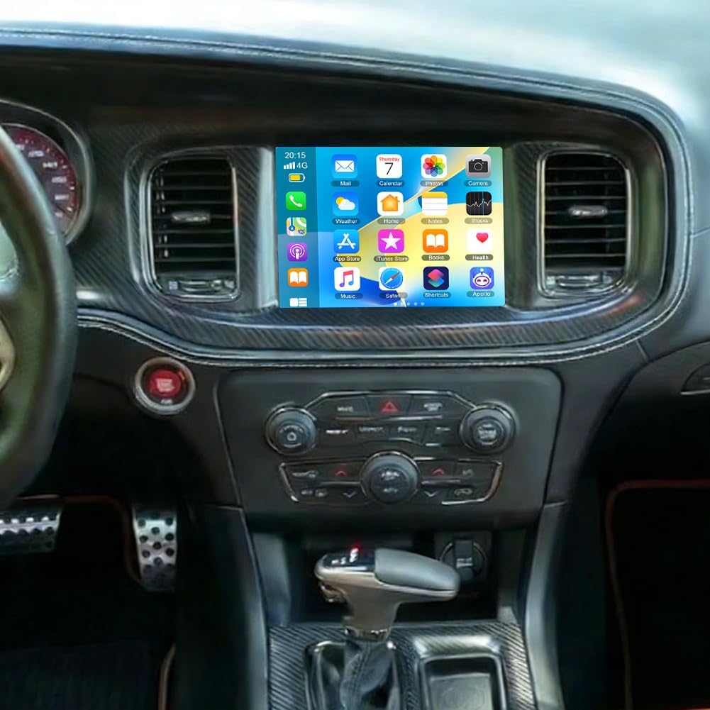 Android 14 Car Stereo for Dodge Challenger 2015-2021,8.4 Inch Double Din Car Radio with Carplay & Android Auto, in-Dash Navigation Radio with BT Mirror Link WiFi FM Radio & Backup Camera-4+64G