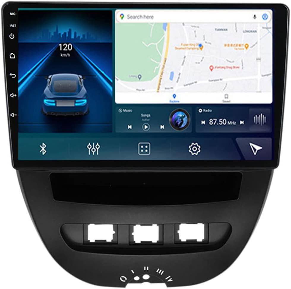 Double Din Bluetooth Car Stereo 9 Inch Touchscreen Car Audio Player with Backup Camera, Steering Wheel Control, FM/RDS Car Radio for Peugeot 107 2009-2015 with Carplay/4G/DSP