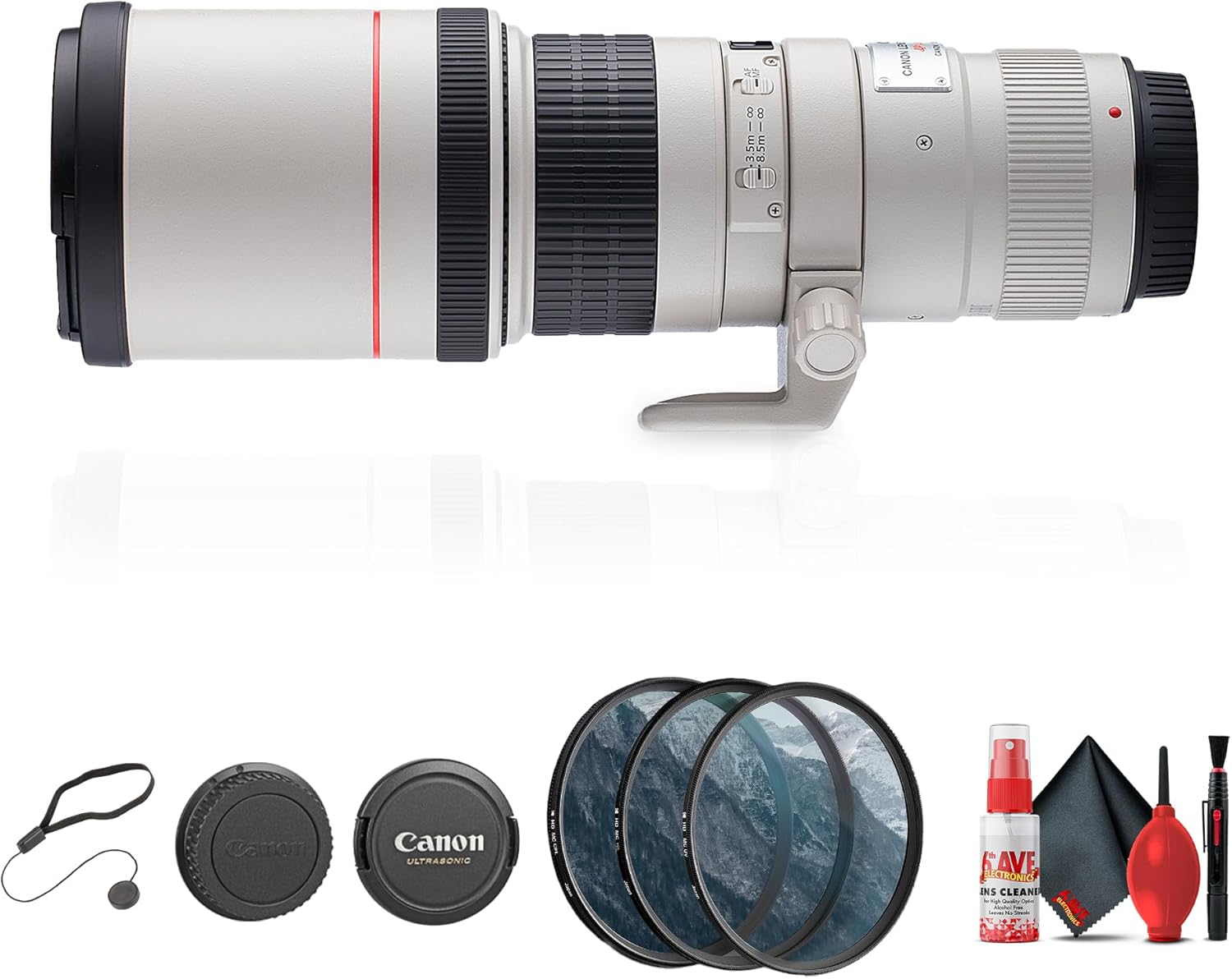 Canon EF 400mm f/5.6L USM Lens | Precision Telephoto Power for Wildlife, Sports & Nature Photography (2526A004) + Lens Filter Kit + Cleaning Kit + Cap Keeper (Renewed)