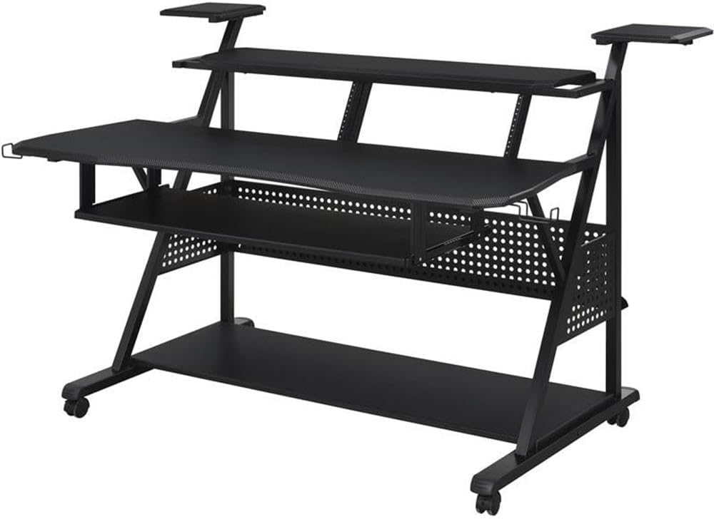 Acme Furniture Metal and Wooden Music Desk with Wheels, Black
