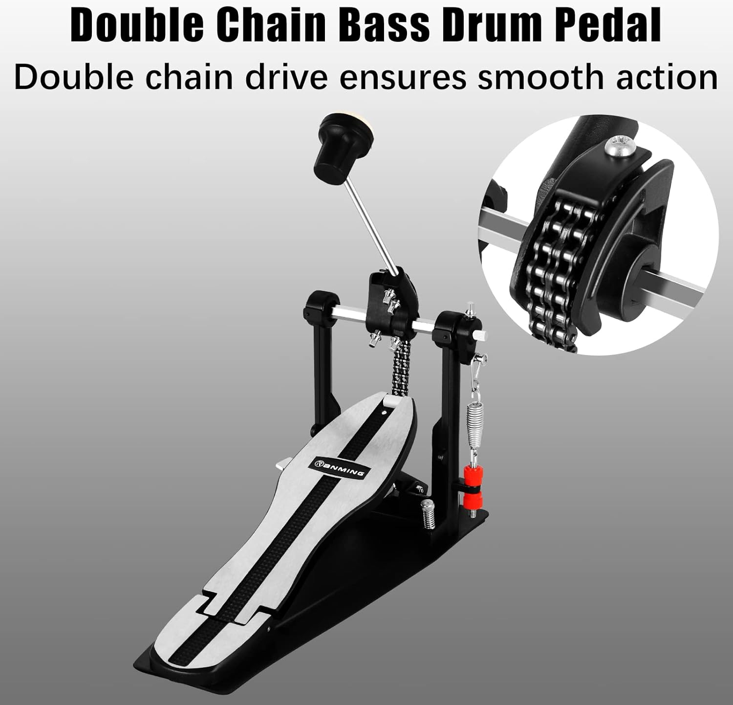 RANMING Practice Drum Pad Stand Kit Silent Drum Pad Set Drum Set Practice Kit with 1 Bass Drum Pedal,Hi-Hat Pedal,2 Drum stand,14 Inch Silent Cymbal,Dumb Drums for Beginners Adults (Black)