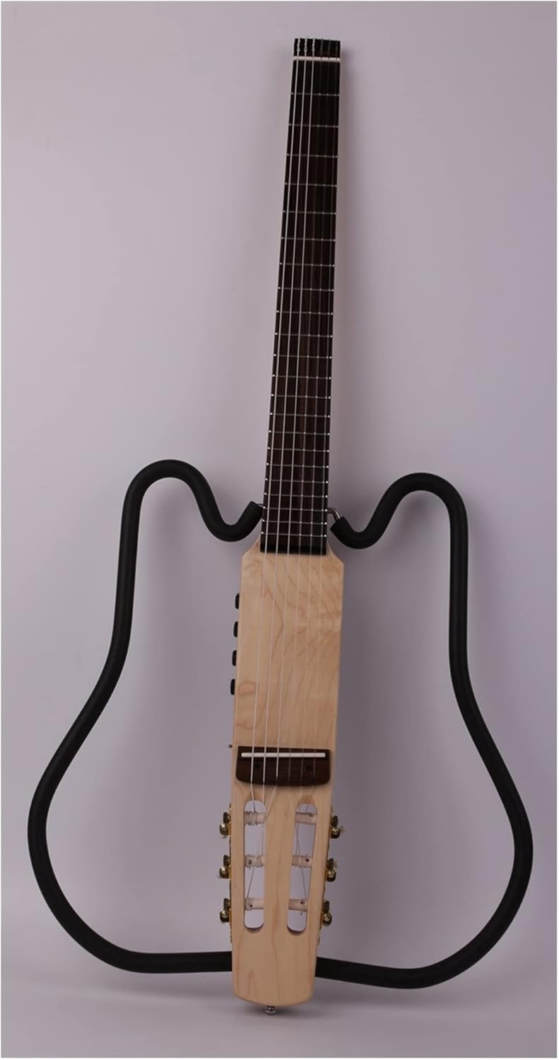 Unfinished Guitar Kit Nylon String Headless Classical Classic Mute Electric Guitar Built-in Effects Travel Portable Folding Foldable Handmade ​Guitar Body (Color : Natural)