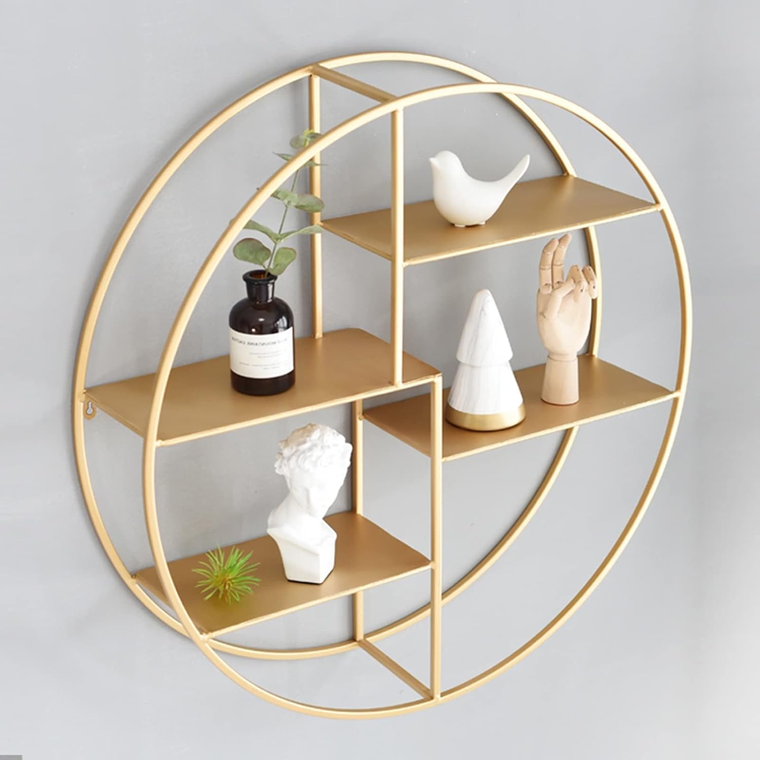 Wall Shelves Floating Shelves Wall Mounted Hanging Shelf Round Wine Holder Decoration Storage Rack and Wall Mount Display Book/Flower Stand (60X15X60Cm)