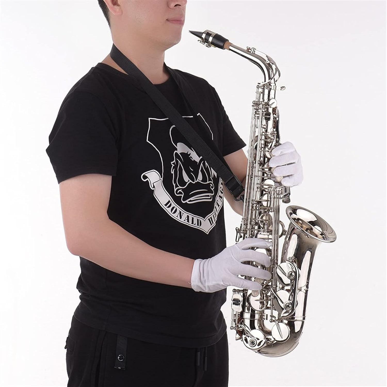 EB Alto Saxophone Sax Brass Lacquered Gold 802 Key Type with Padded Carry Case Gloves Cleaning Cloth Brush Straps Reeds Student Saxophone (Color : Gold)