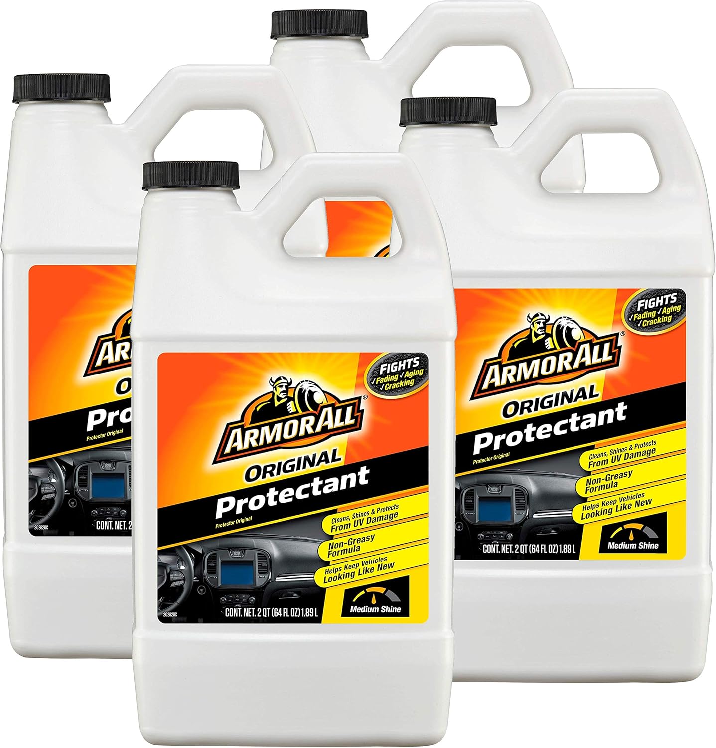 Armor All Interior Car Cleaner Protectant Refill, Cleaning for Cars, Truck, Motorcycle, Bottles, 64 Fl Oz, Pack of 4, 10644-4PK