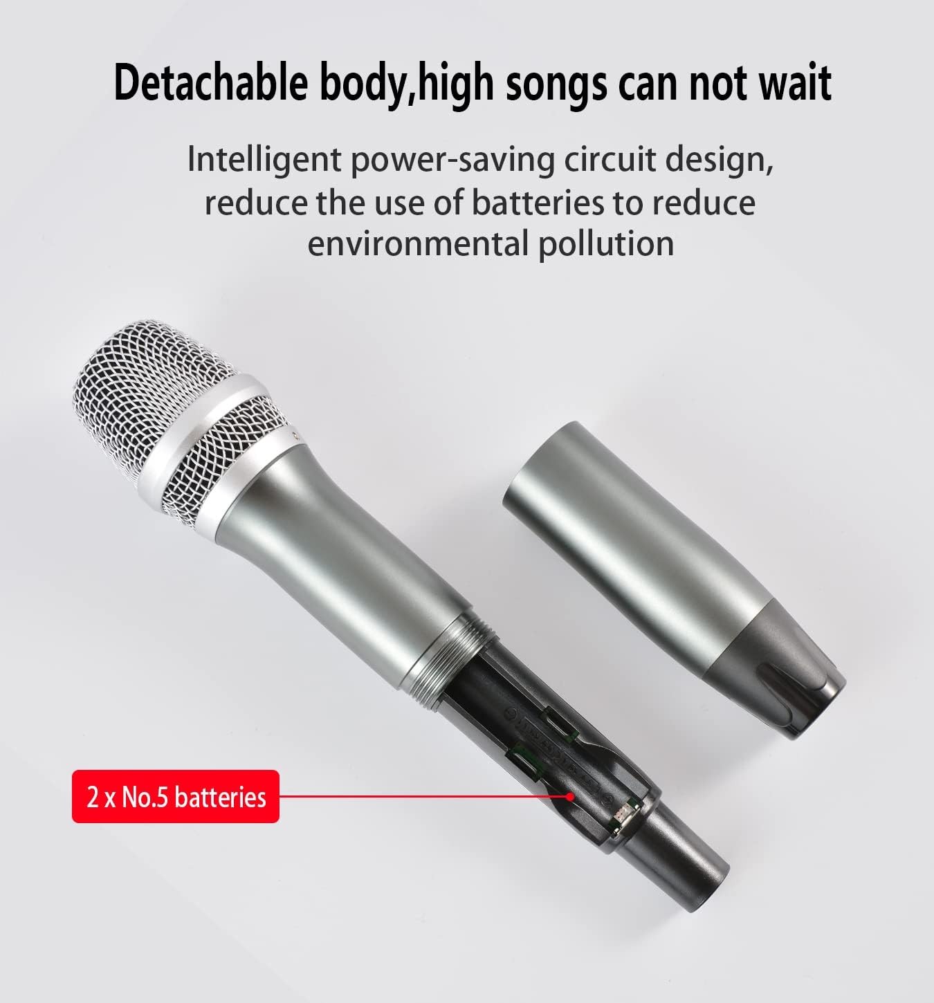 Wireless Handheld Dynamic Microphone,USB Receiver Reception Distance up to 132 Feet,UHF Non-Crosstalk,Anti-Echo,Metal Feel,Multi-Purpose mic for Singing,Party,Wedding,DJ,Speech