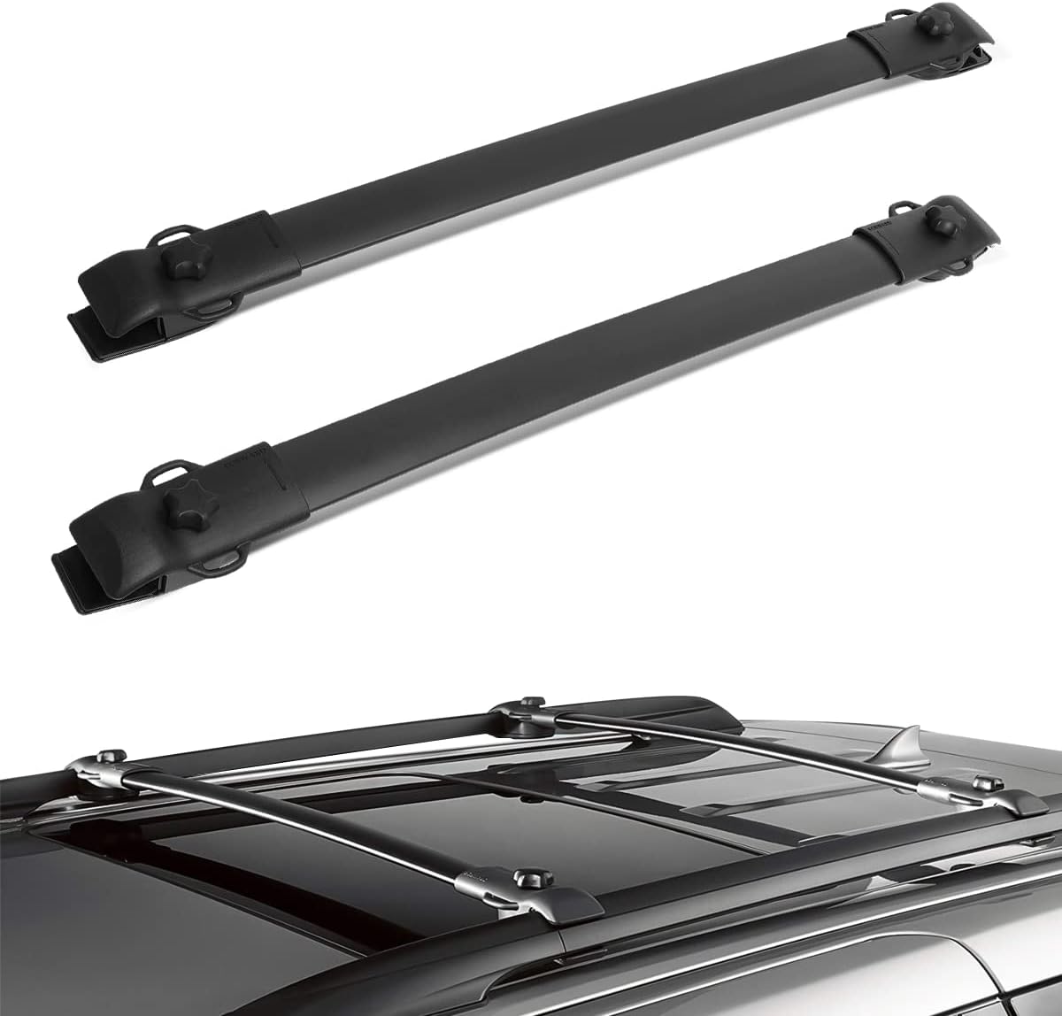 DNA MOTORING PT-ZTL-8071 Pair Aluminum Car Roof Rack Cross Bars Compatible with 11-18 Sienna,Black
