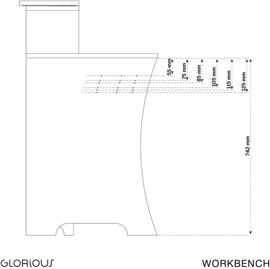 Glorious Workbench Working Console with Pull-Out Drawer and Revolvable Trays, Robust Design and Easy to Assemble (Black)